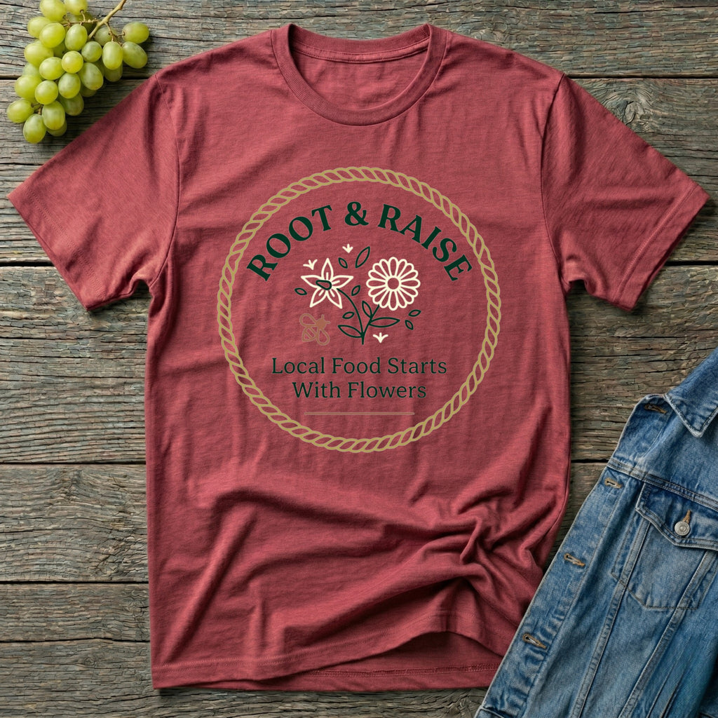 Local Food Starts With Flowers T-Shirt - Framed