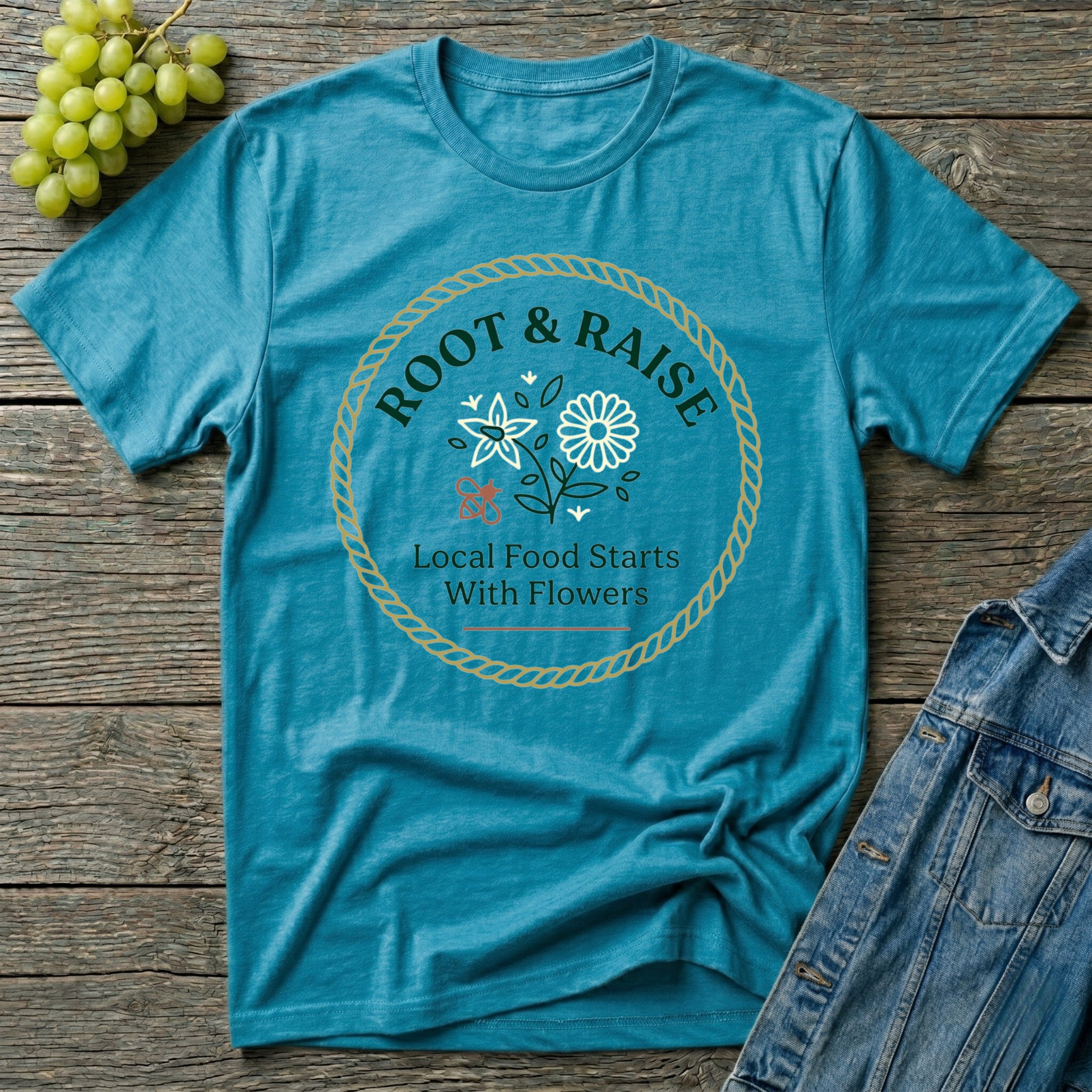 Local Food Starts With Flowers T-Shirt - Framed