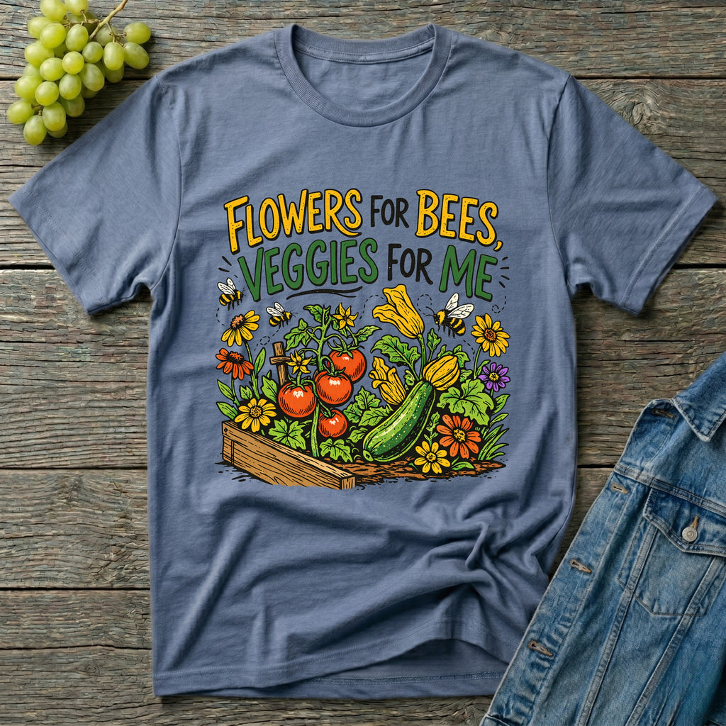 Flowers For Bees Veggies For Me T-Shirt - Illustrated