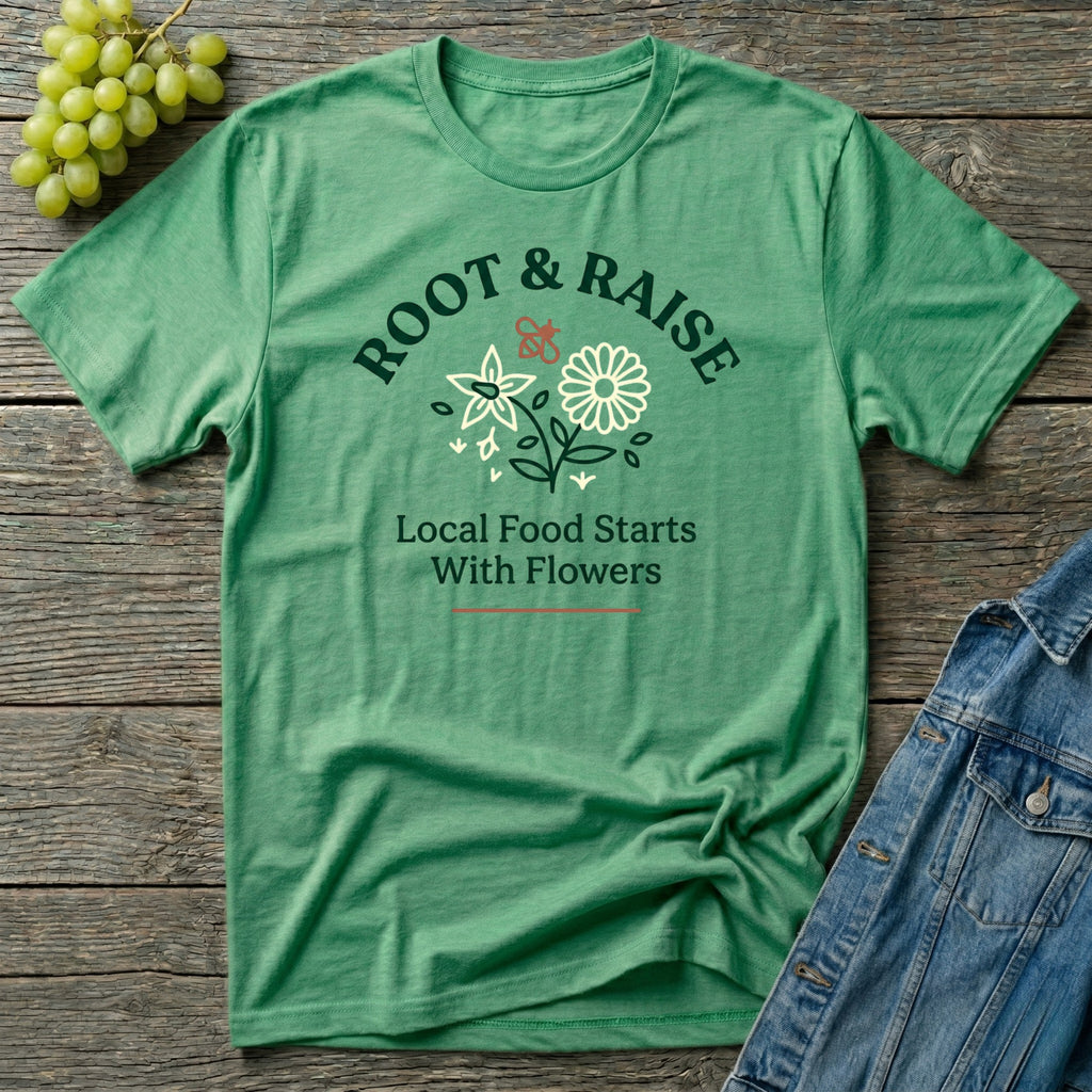 Local Food Starts With Flowers T-Shirt - Sketch