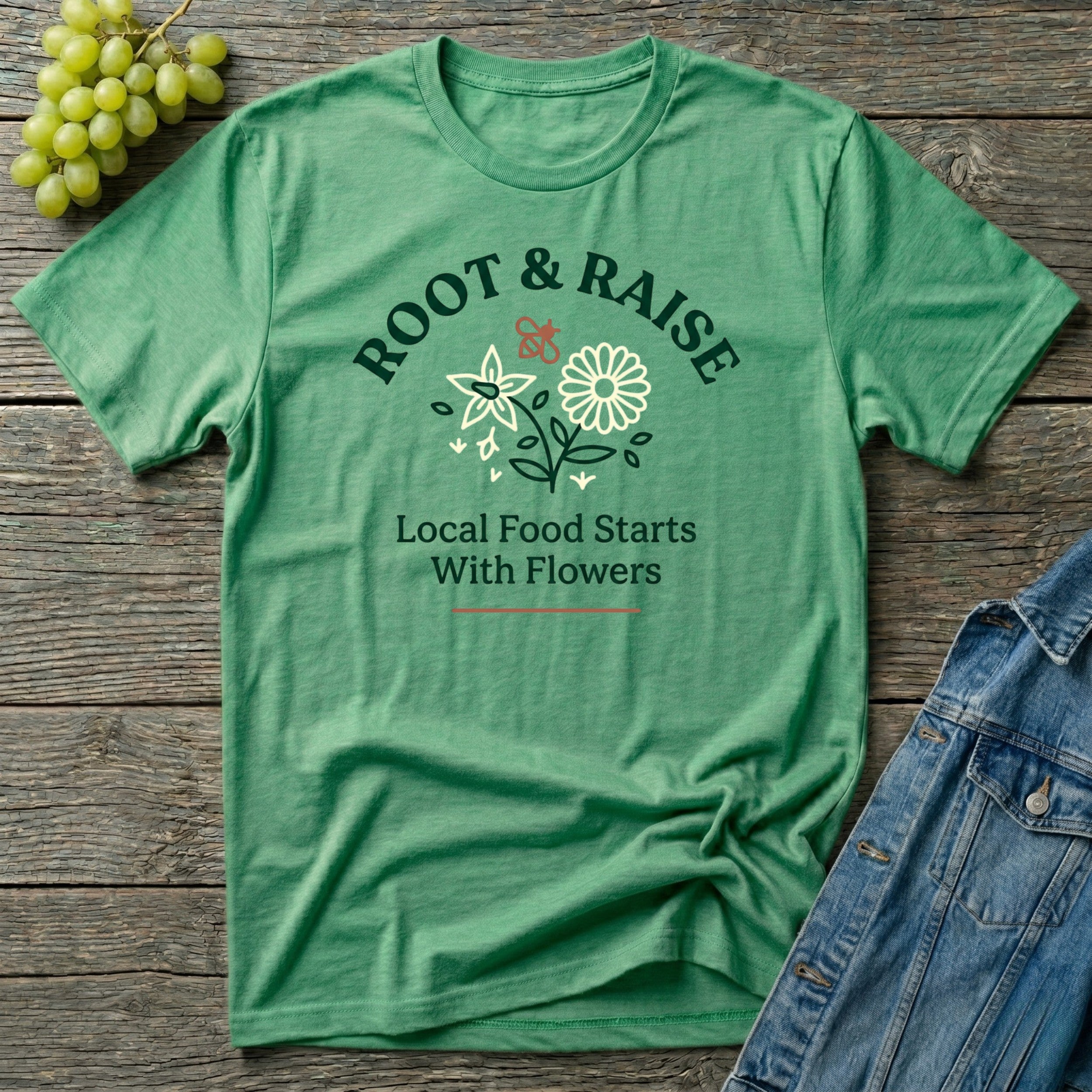 Local Food Starts With Flowers T-Shirt - Sketch