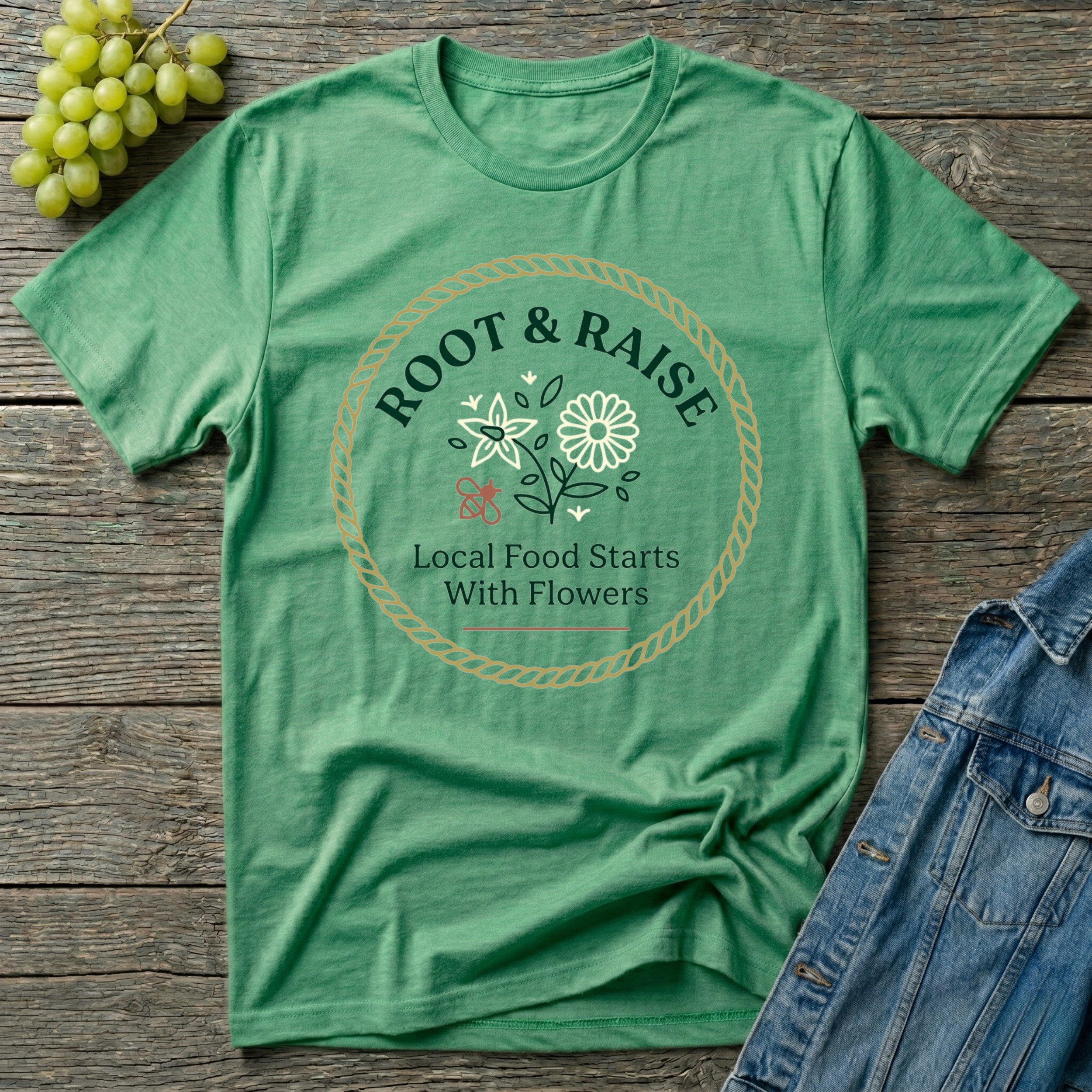 Local Food Starts With Flowers T-Shirt - Framed