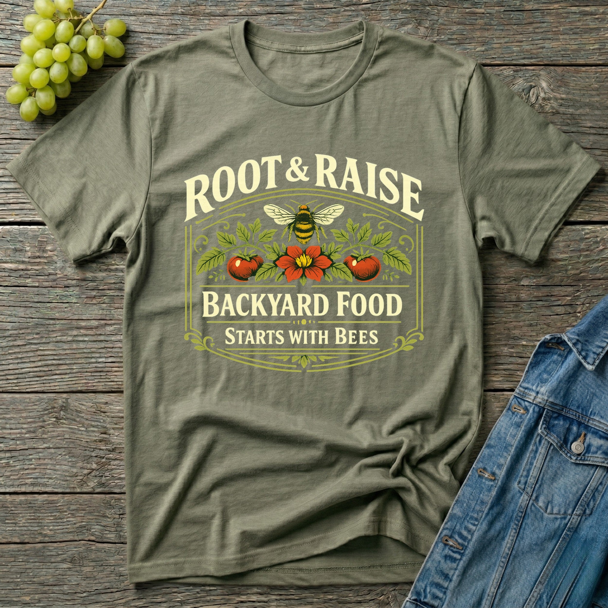 Backyard Food Starts With Bees T-Shirt - Vintage