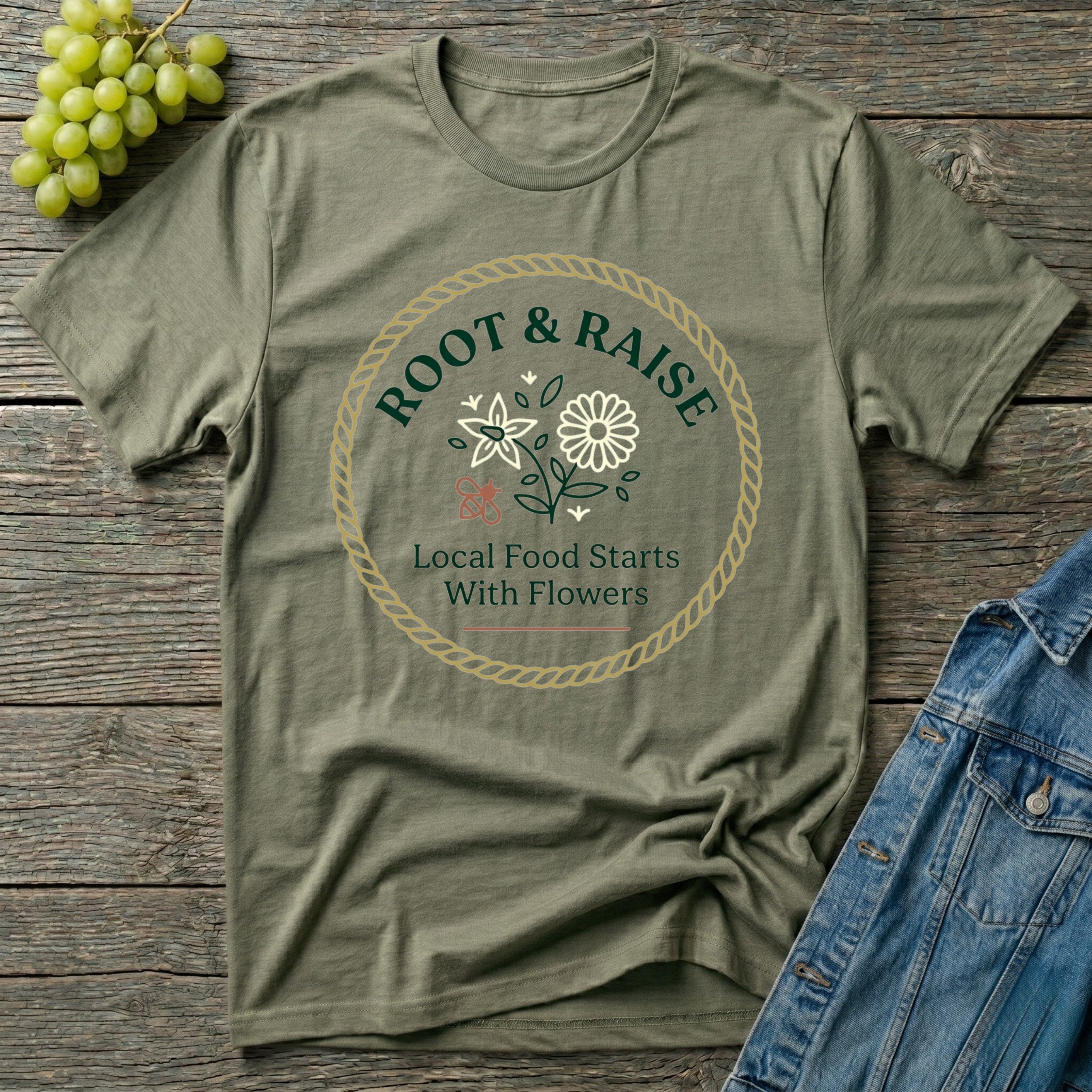 Local Food Starts With Flowers T-Shirt - Framed