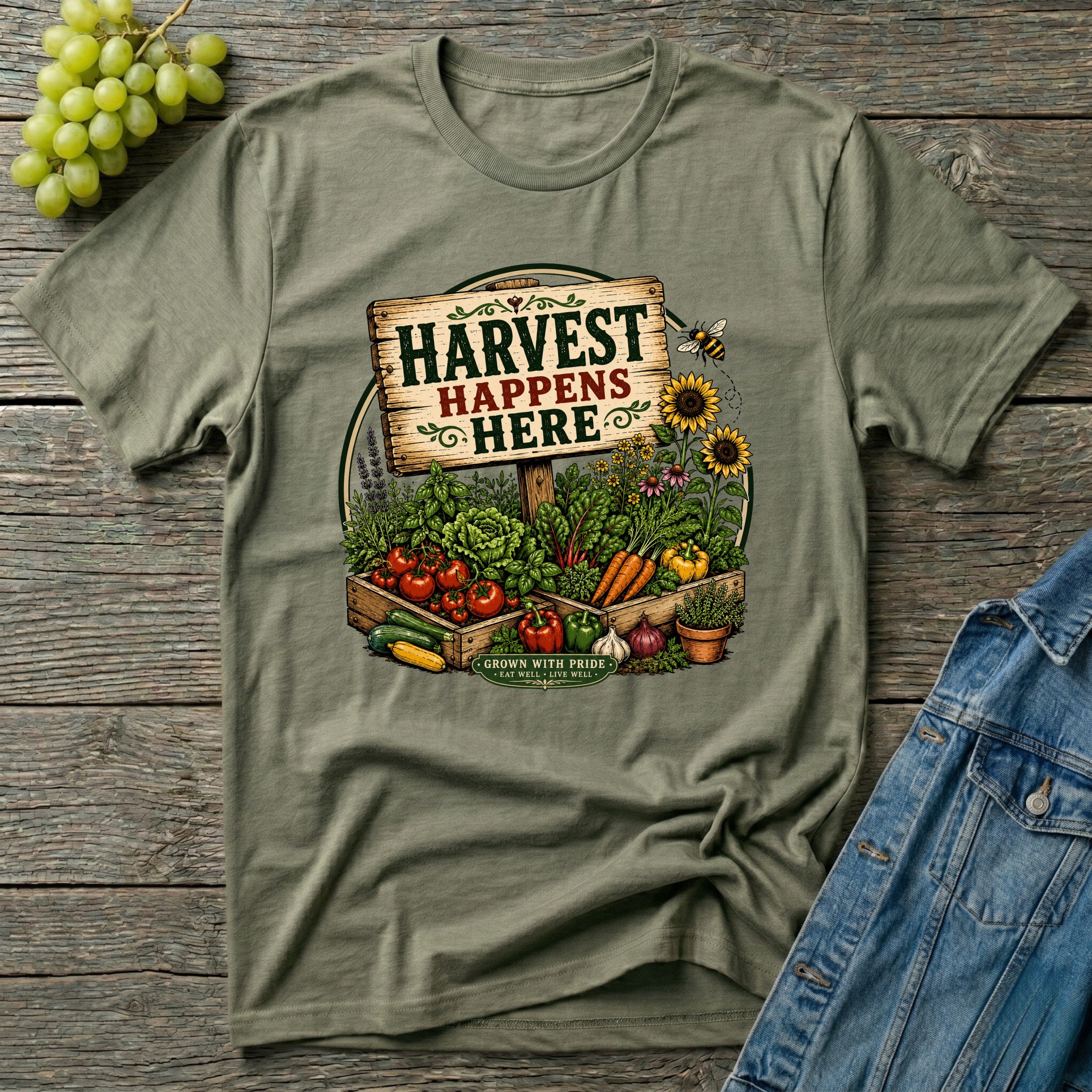 Harvest Happens Here Gardening T-Shirt