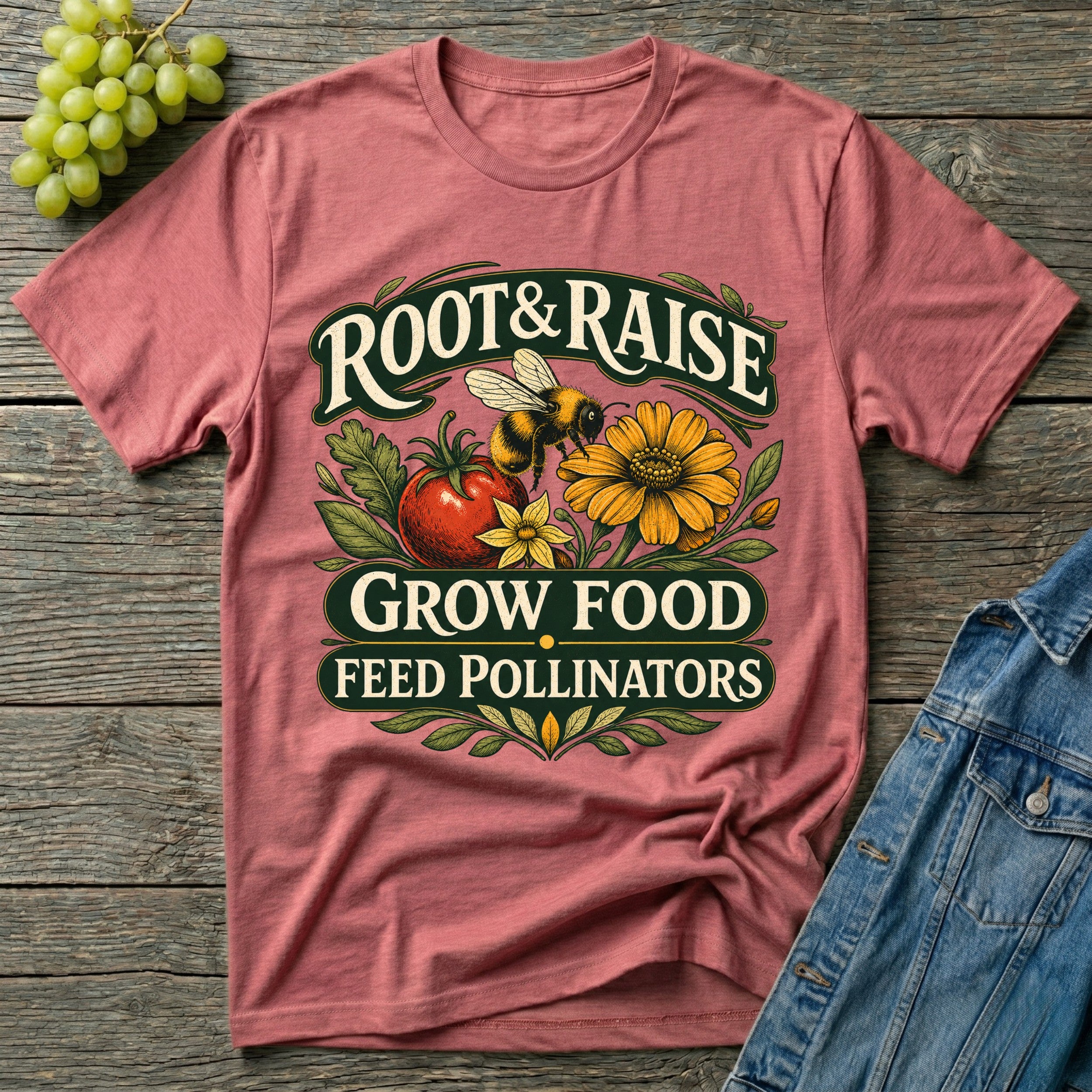Grow Food Feed Pollinators Gardening T-Shirt