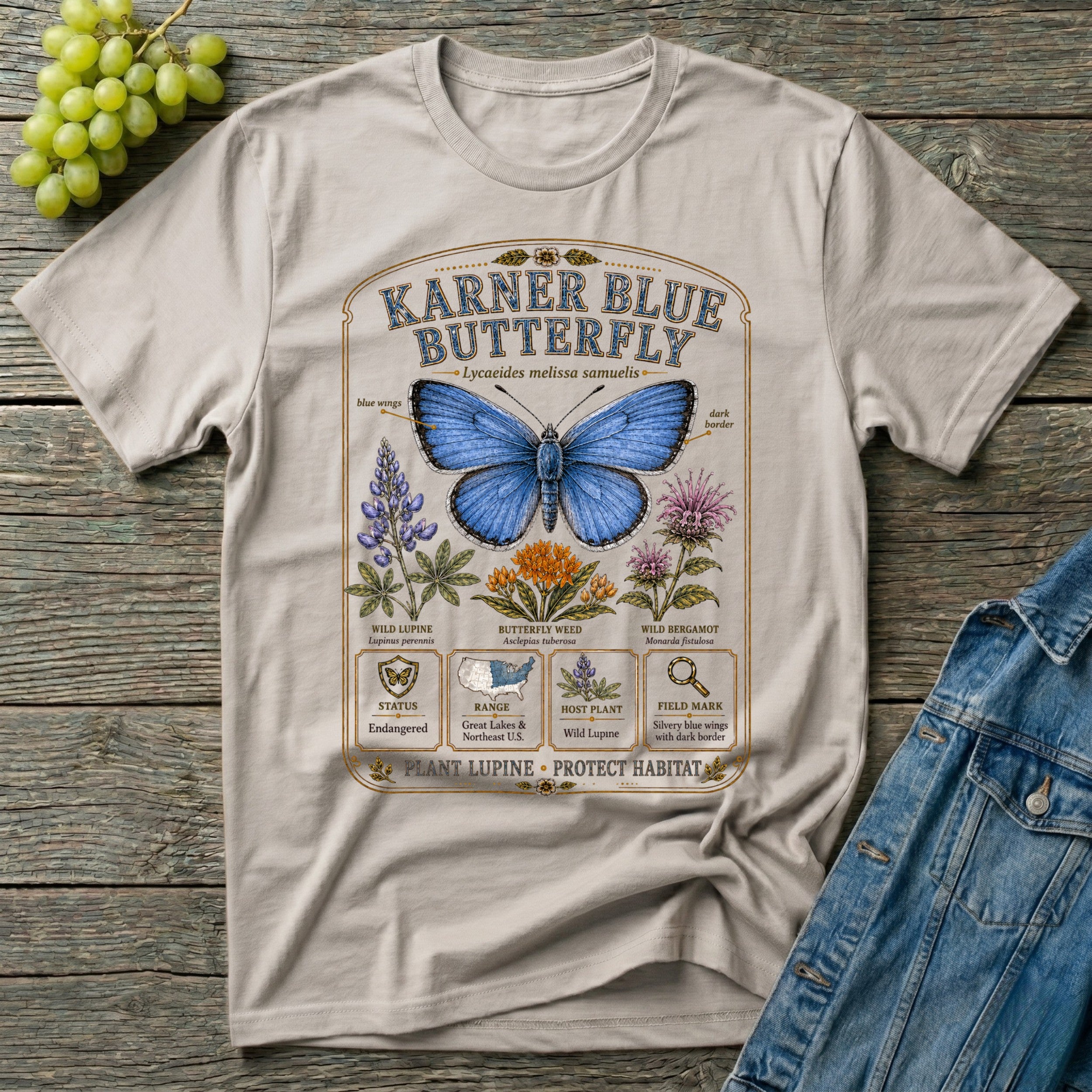 Karner Blue Butterfly Field Guide T-Shirt