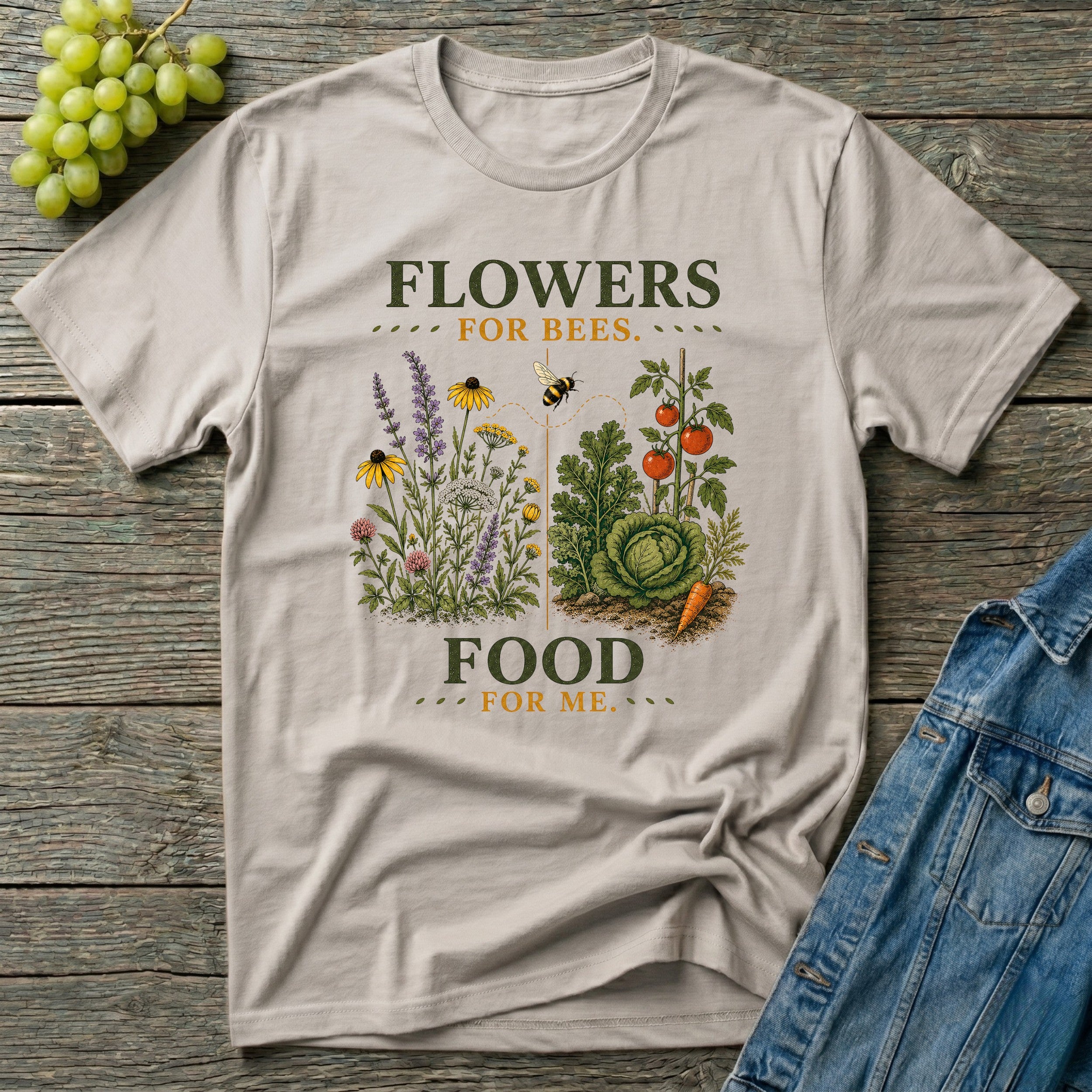 Flowers for Bees Food for Me Pollinator Garden T-Shirt