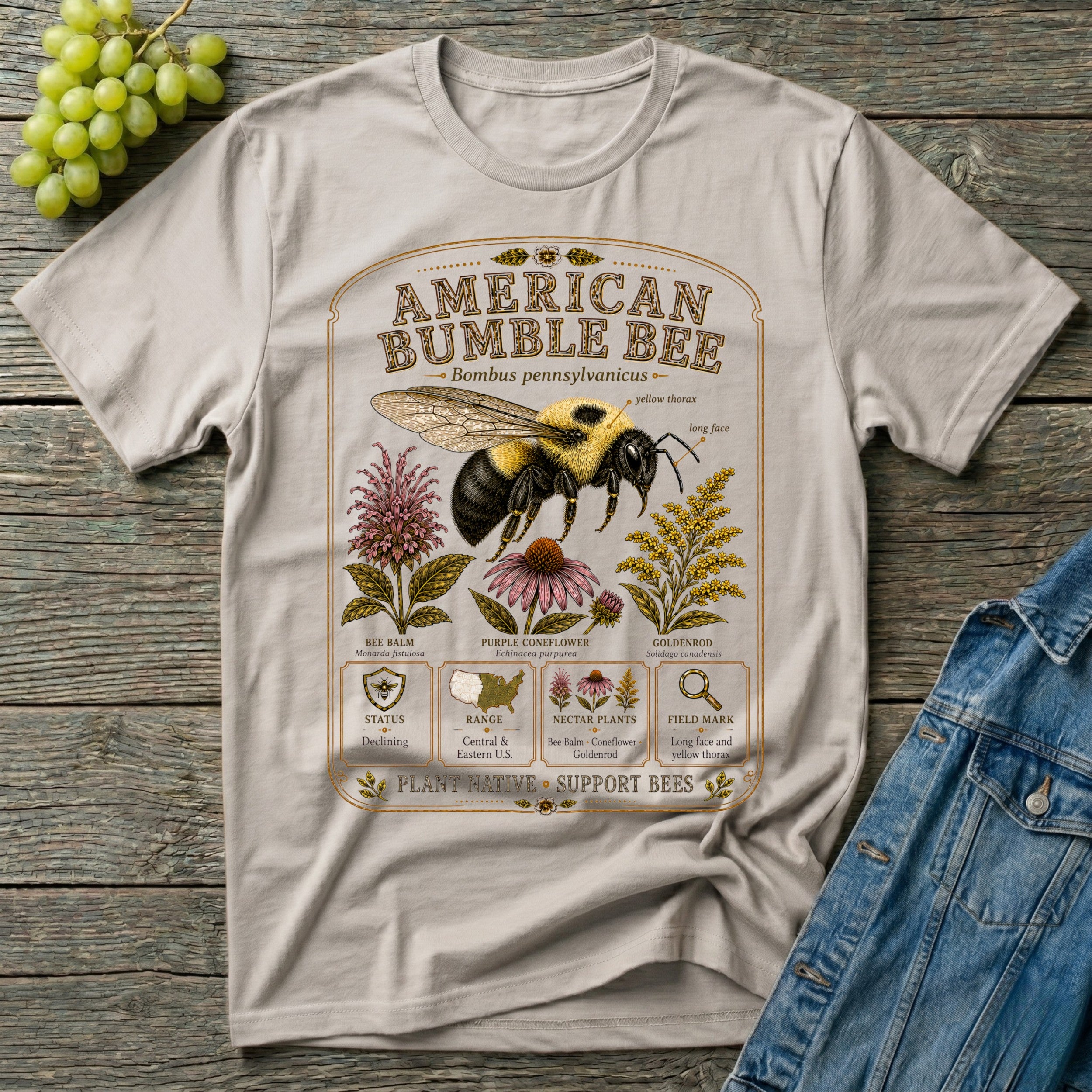 American Bumble Bee Field Guide T-Shirt