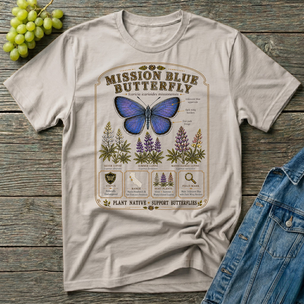 Mission Blue Butterfly Shirt – Native Pollinator Field Guide Tee