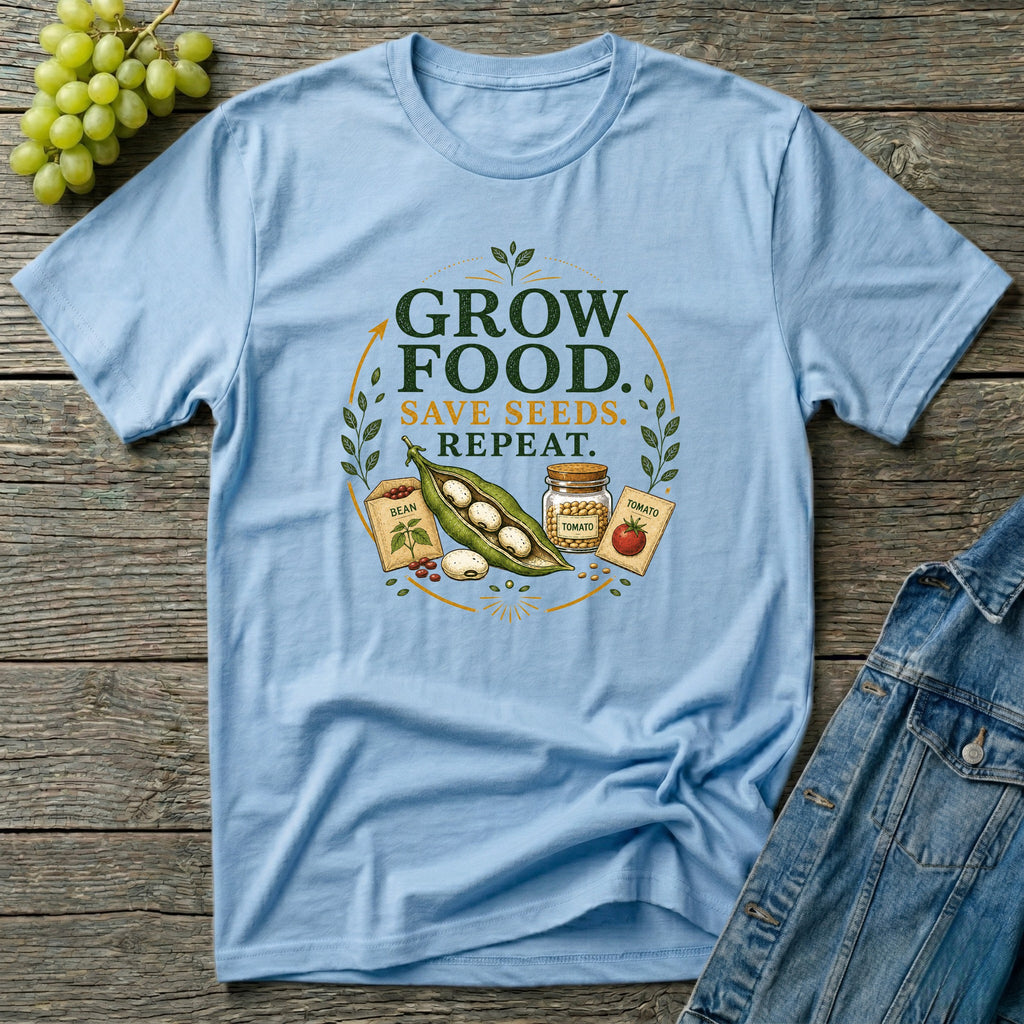Grow Food Save Seeds Repeat Gardening T-Shirt