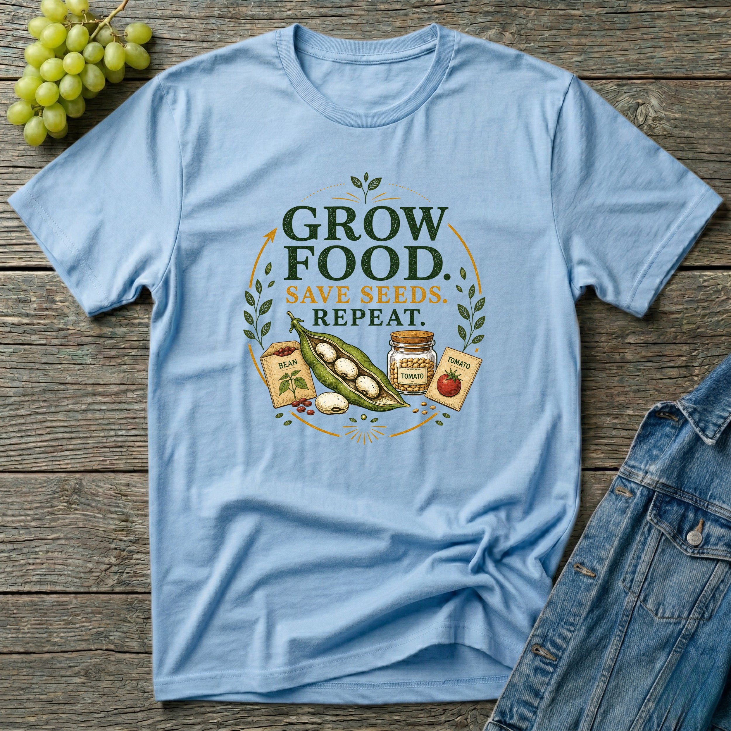 Grow Food Save Seeds Repeat Gardening T-Shirt