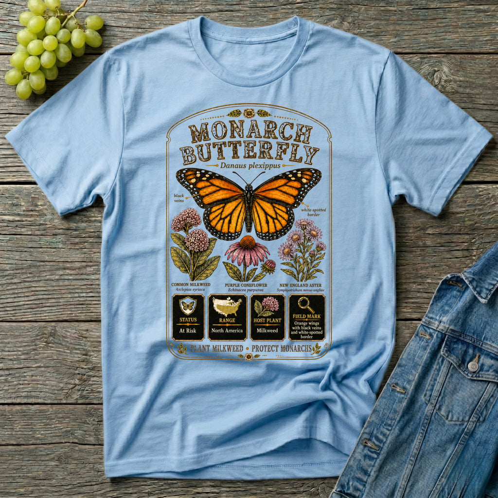 Monarch Butterfly Native Pollinator Field Guide T-Shirt