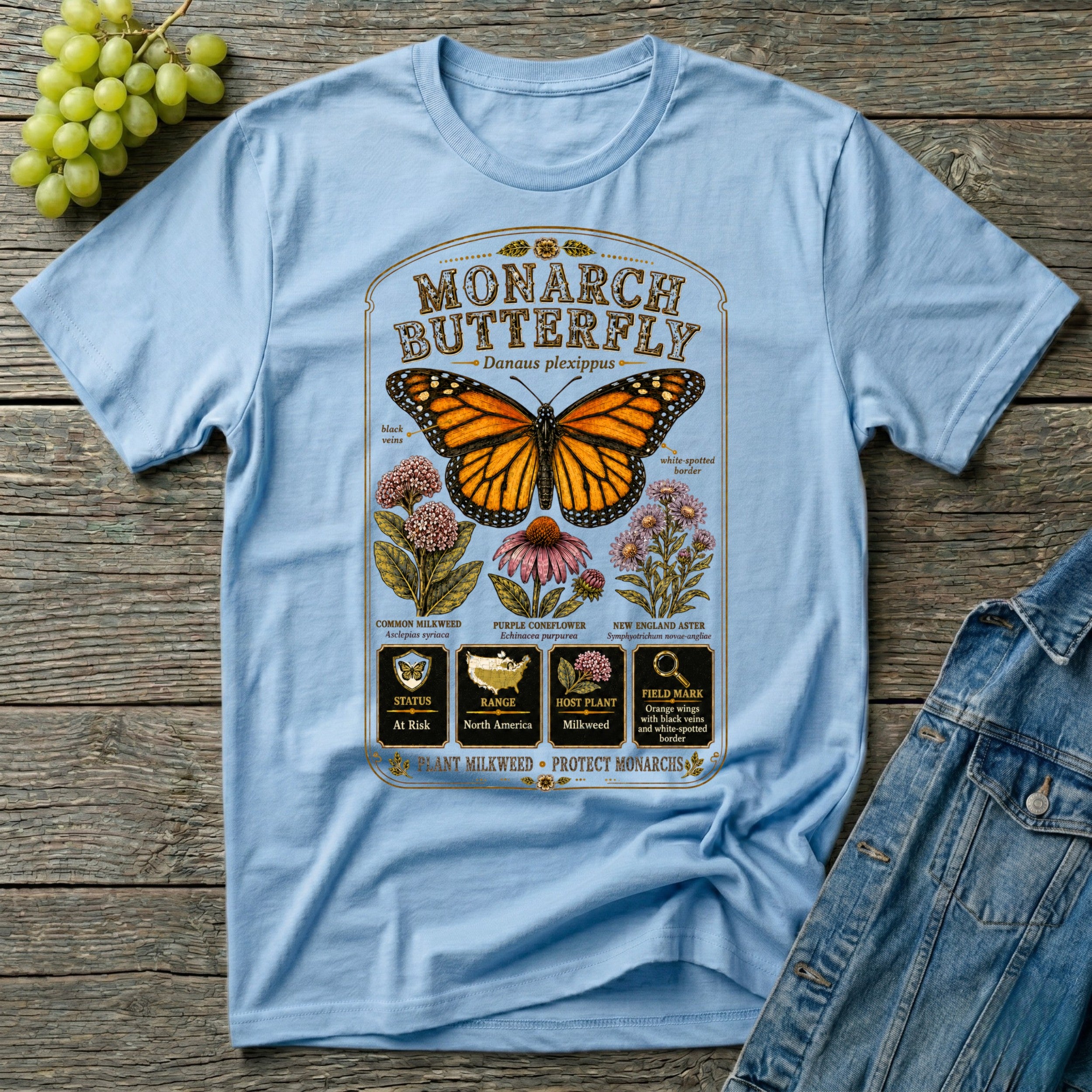 Monarch Butterfly Native Pollinator Field Guide T-Shirt