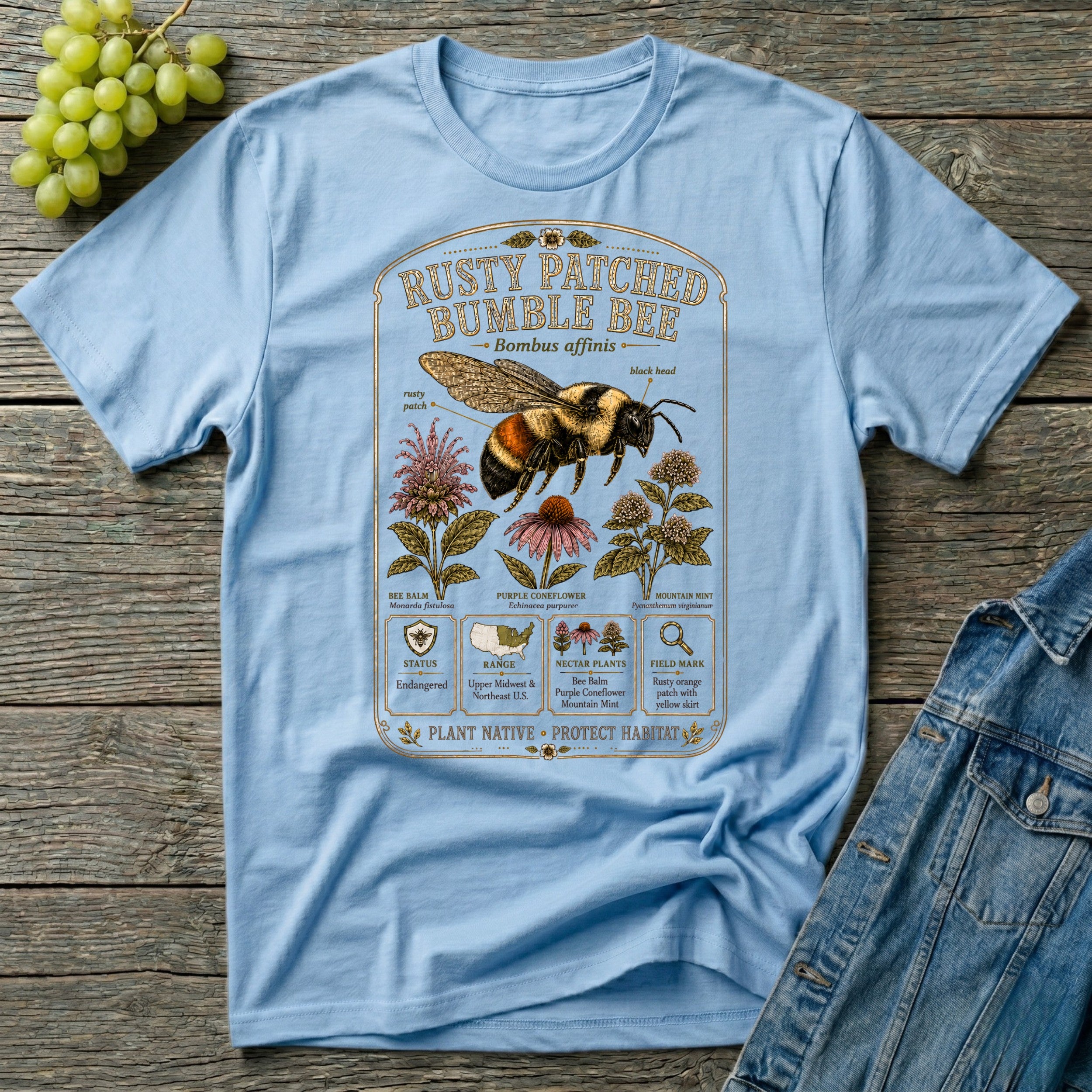 Rusty Patched Bumble Bee Field Guide T-Shirt