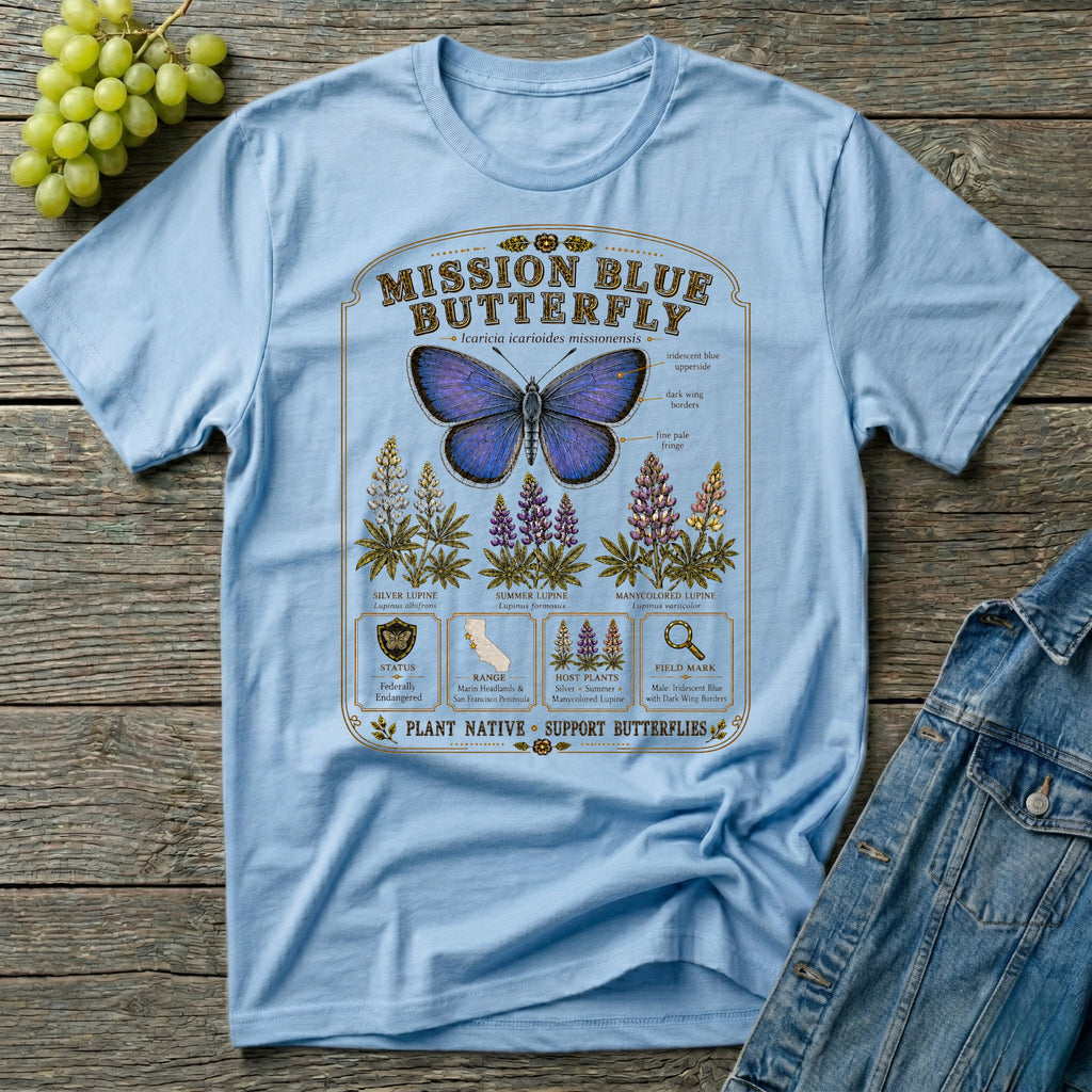 Mission Blue Butterfly Shirt – Native Pollinator Field Guide Tee