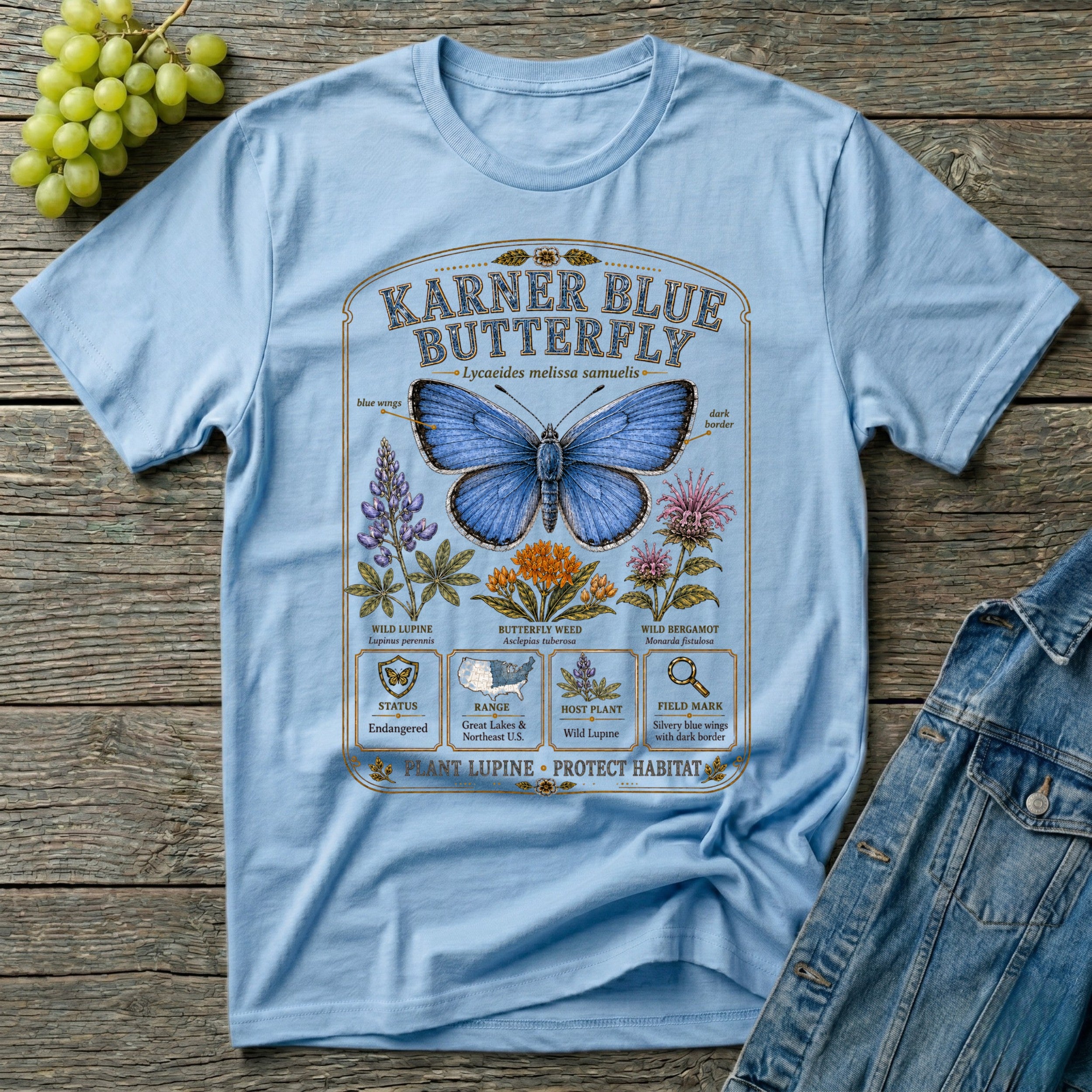 Karner Blue Butterfly Field Guide T-Shirt