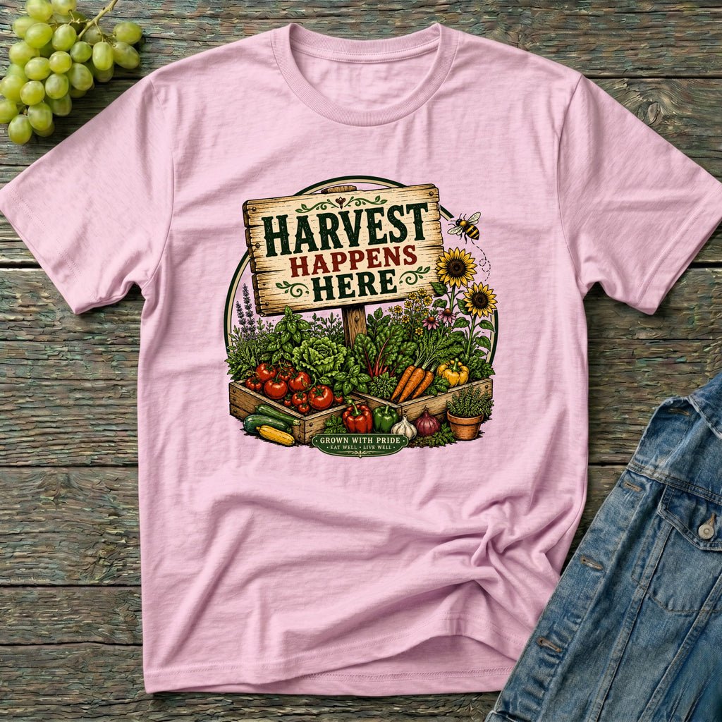 Harvest Happens Here Gardening T-Shirt