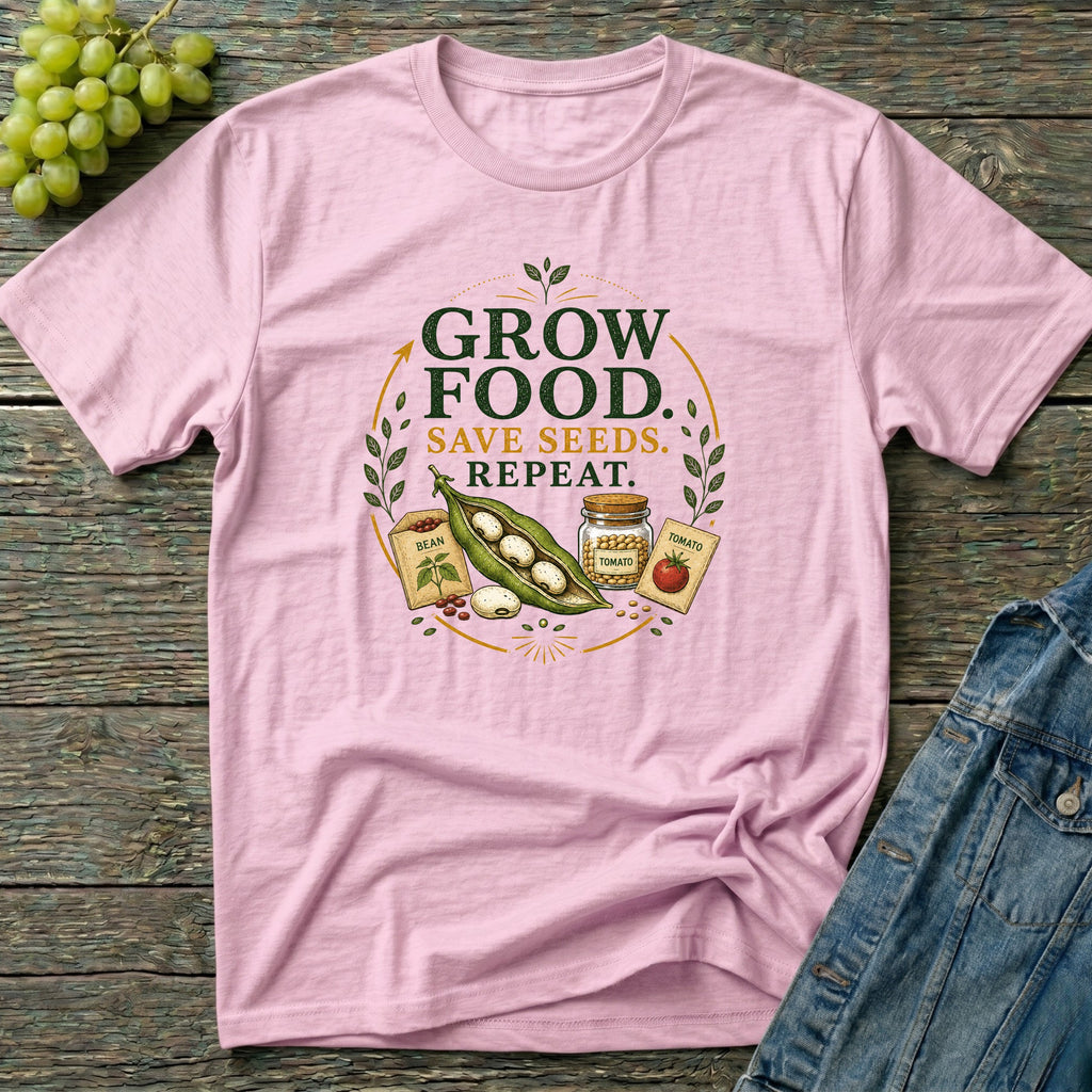 Grow Food Save Seeds Repeat Gardening T-Shirt