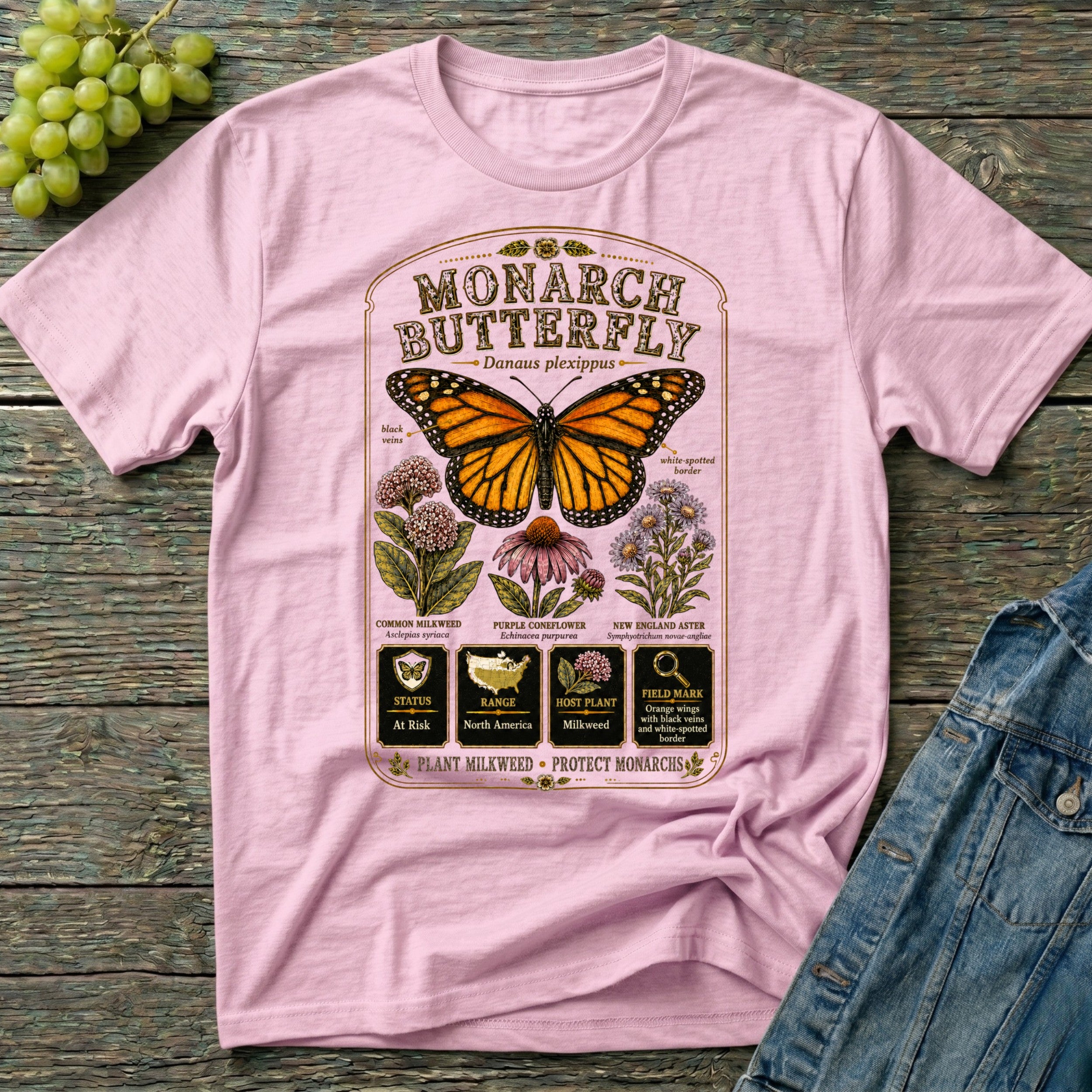Monarch Butterfly Native Pollinator Field Guide T-Shirt