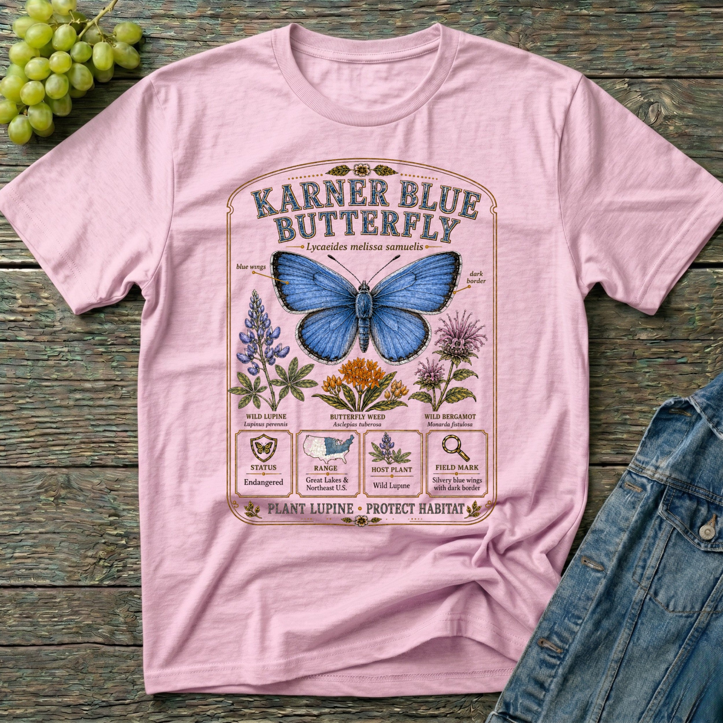 Karner Blue Butterfly Field Guide T-Shirt