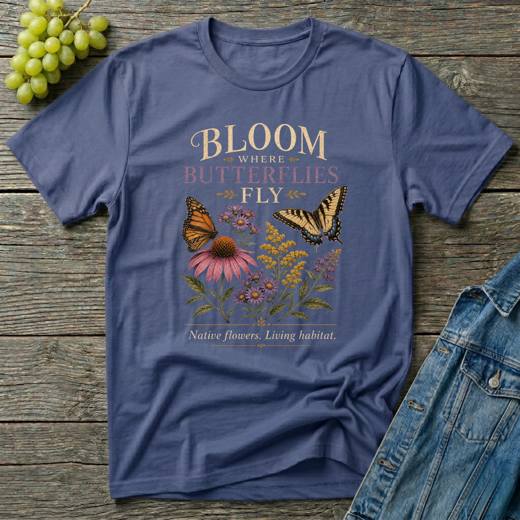Bloom Where Butterflies Fly Pollinator T-Shirt
