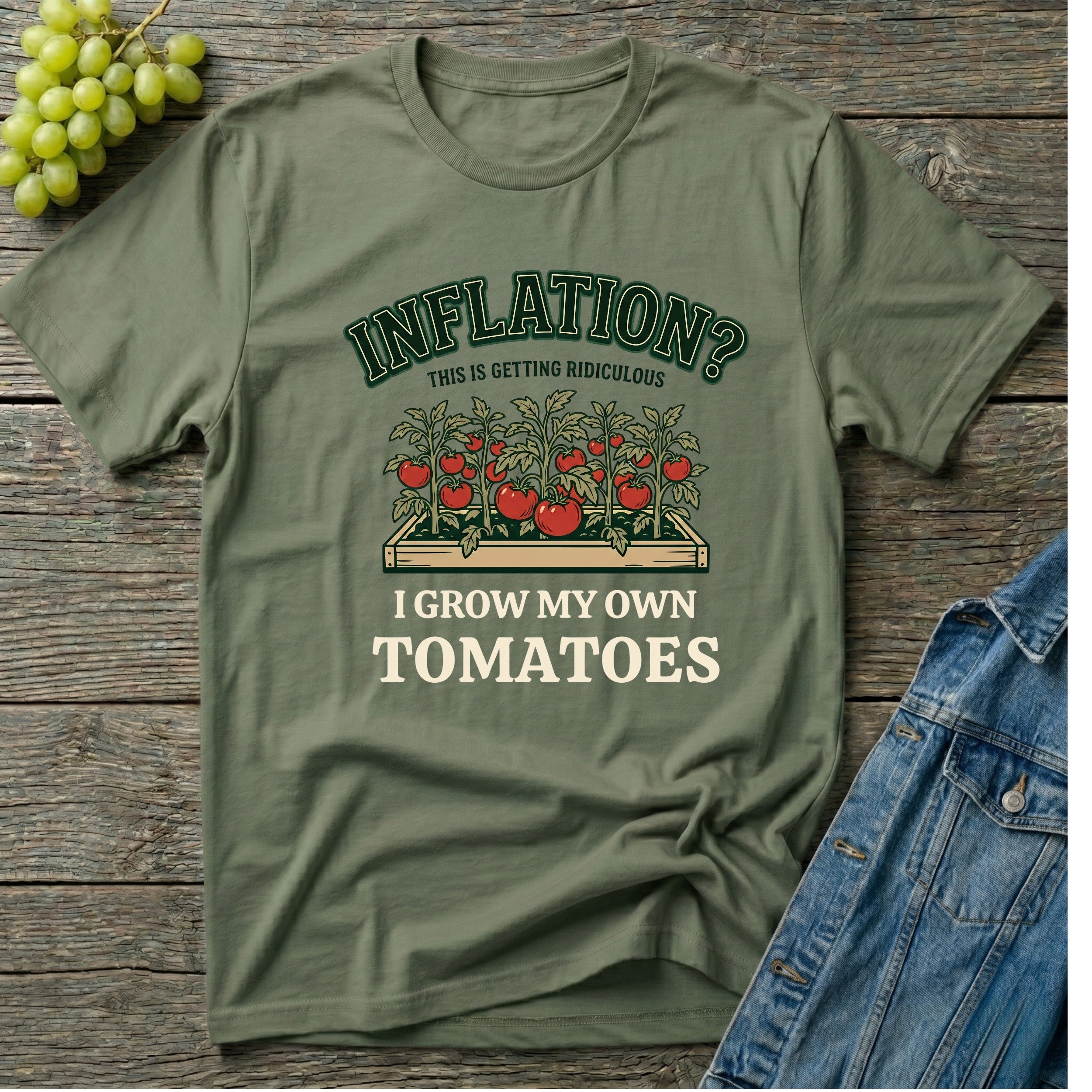 Inflation? I Grow My Own Tomatoes T-Shirt - Ridiculous Dark