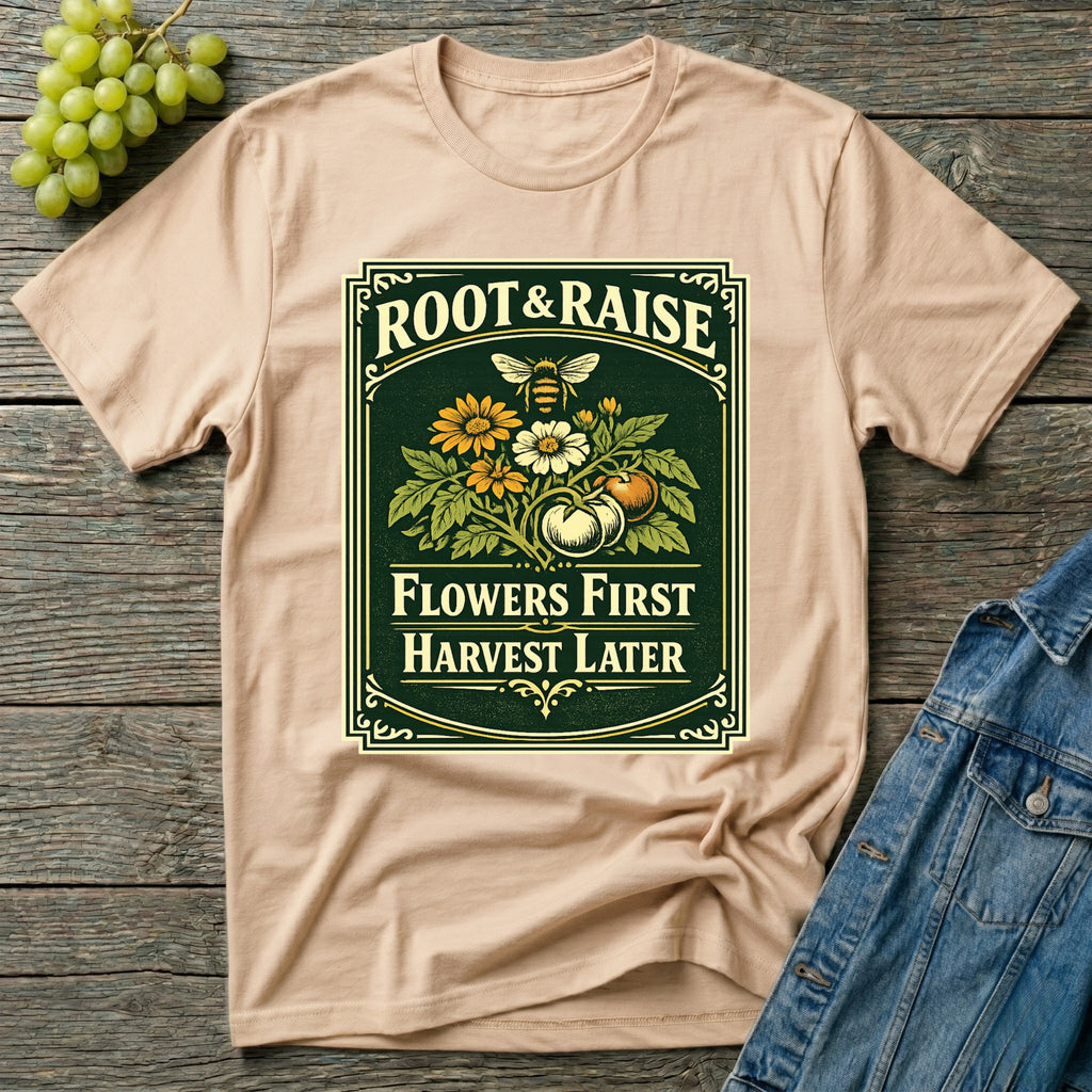 Flowers First Harvest Later T-Shirt - Vintage