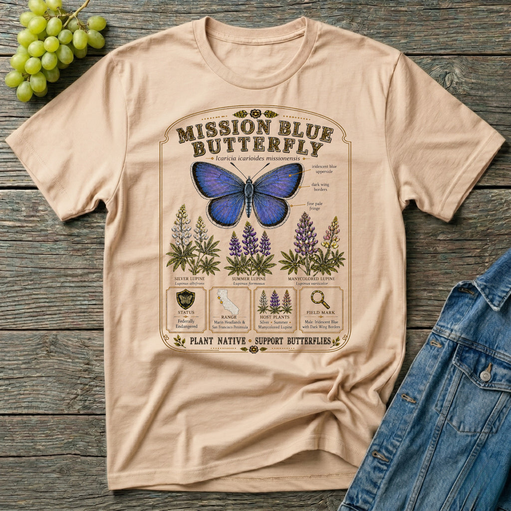 Mission Blue Butterfly Shirt – Native Pollinator Field Guide Tee