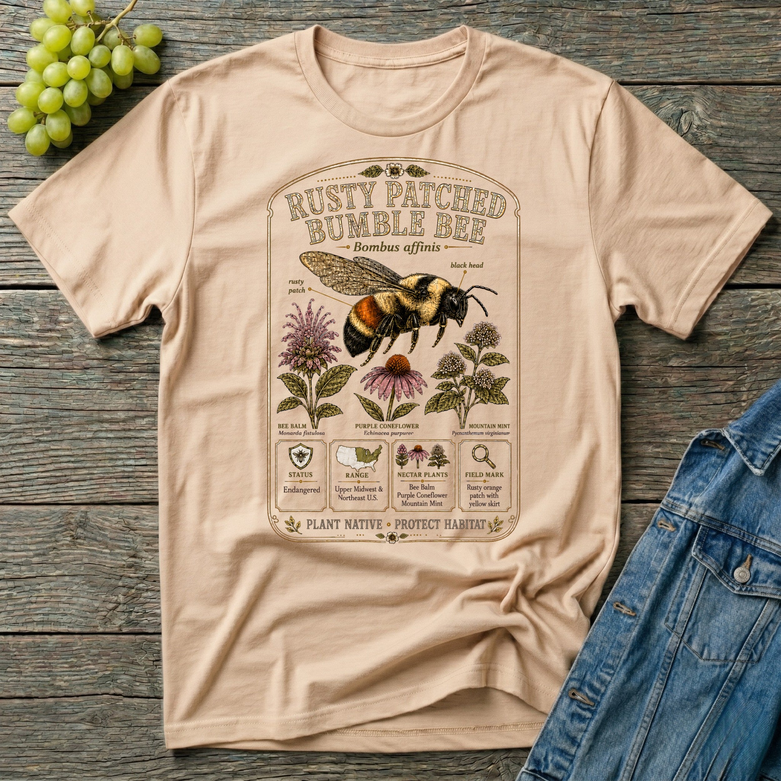 Rusty Patched Bumble Bee Field Guide T-Shirt