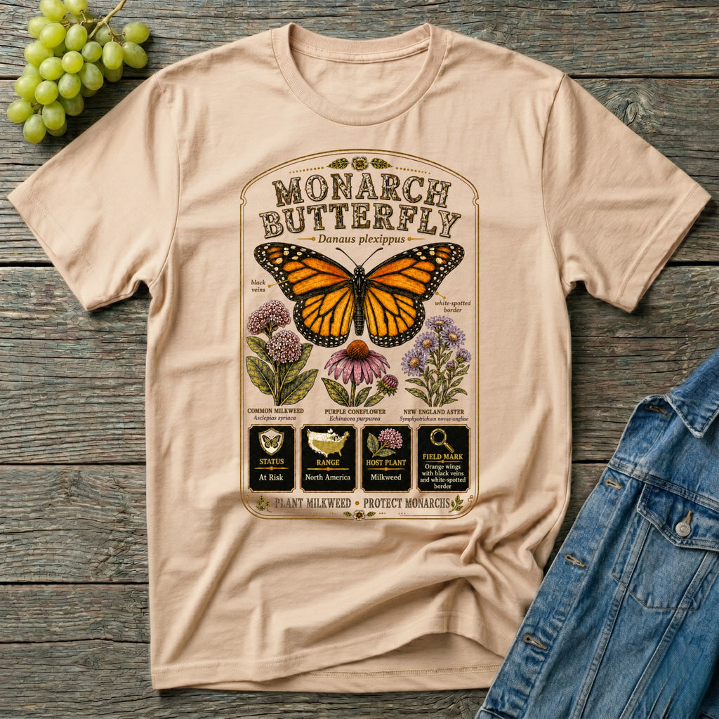 Monarch Butterfly Native Pollinator Field Guide T-Shirt