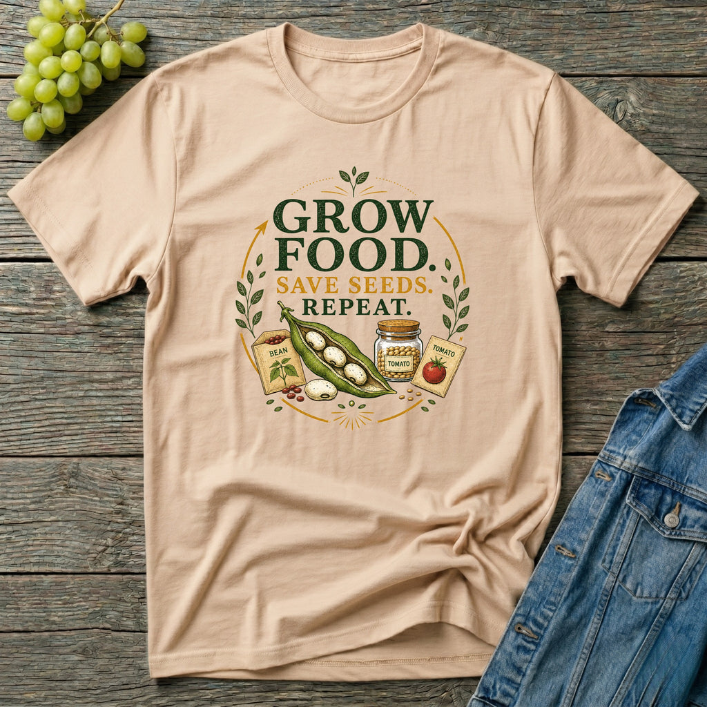 Grow Food Save Seeds Repeat Gardening T-Shirt