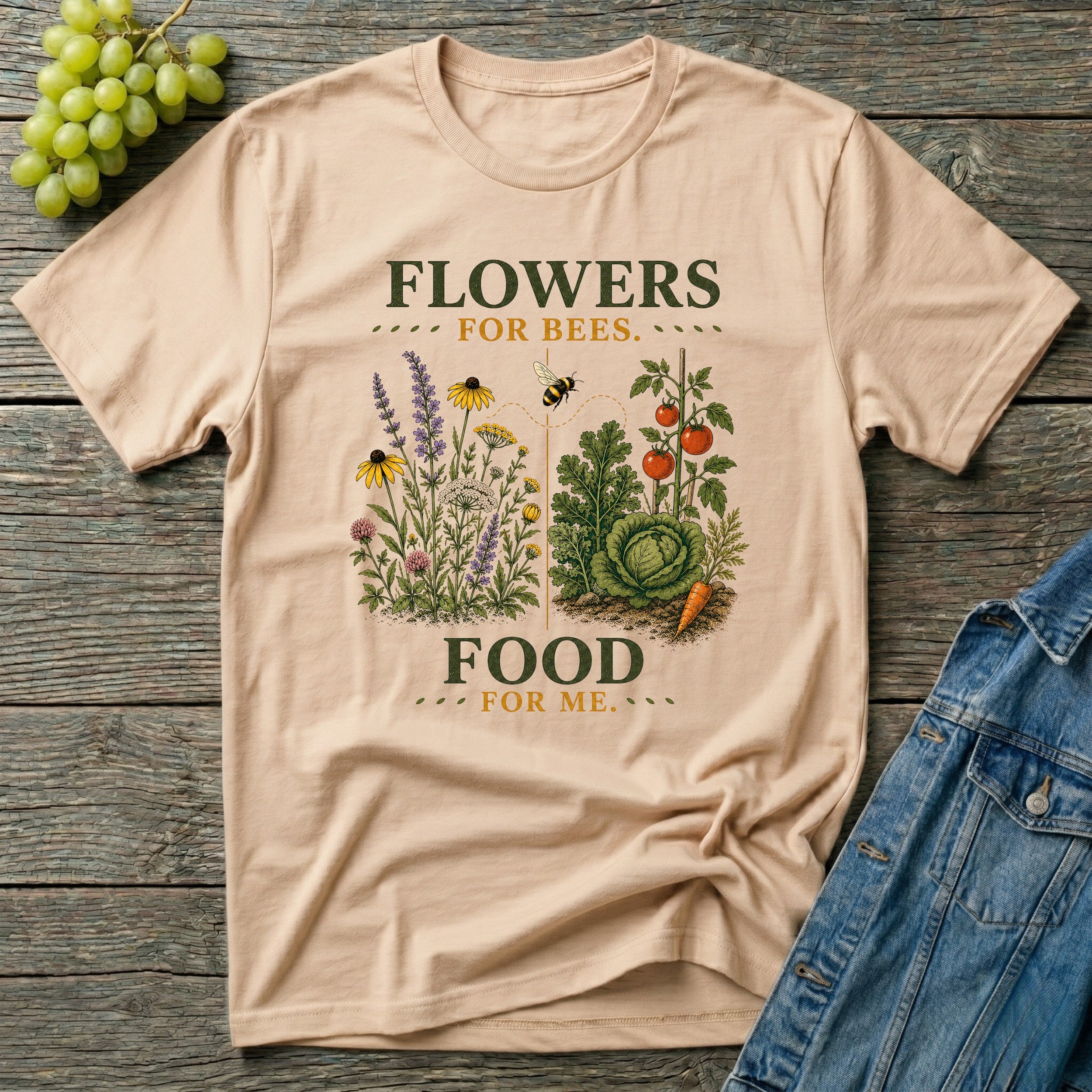 Flowers for Bees Food for Me Pollinator Garden T-Shirt