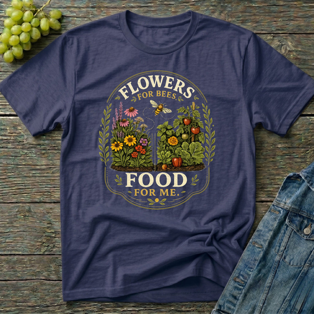 Flowers for Bees Food for Me Pollinator Garden Oval T-Shirt