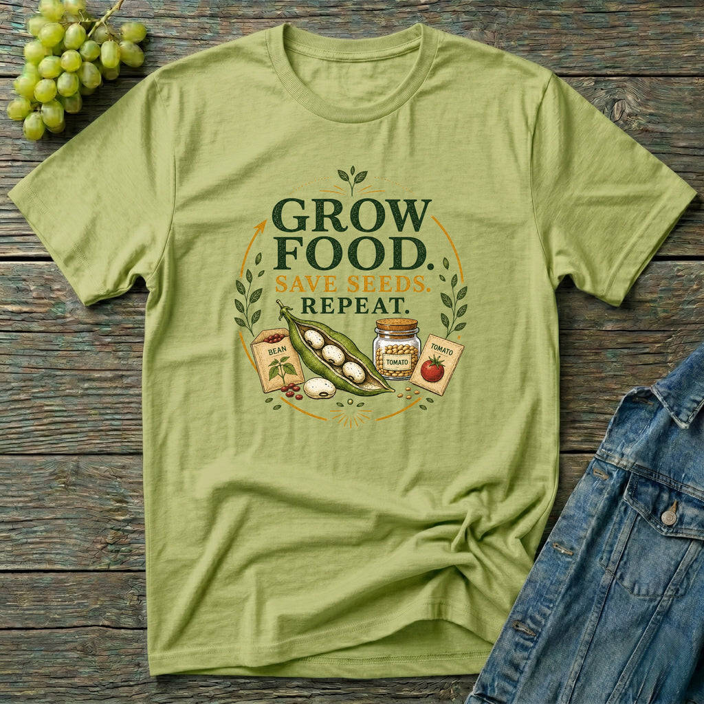 Grow Food Save Seeds Repeat Gardening T-Shirt