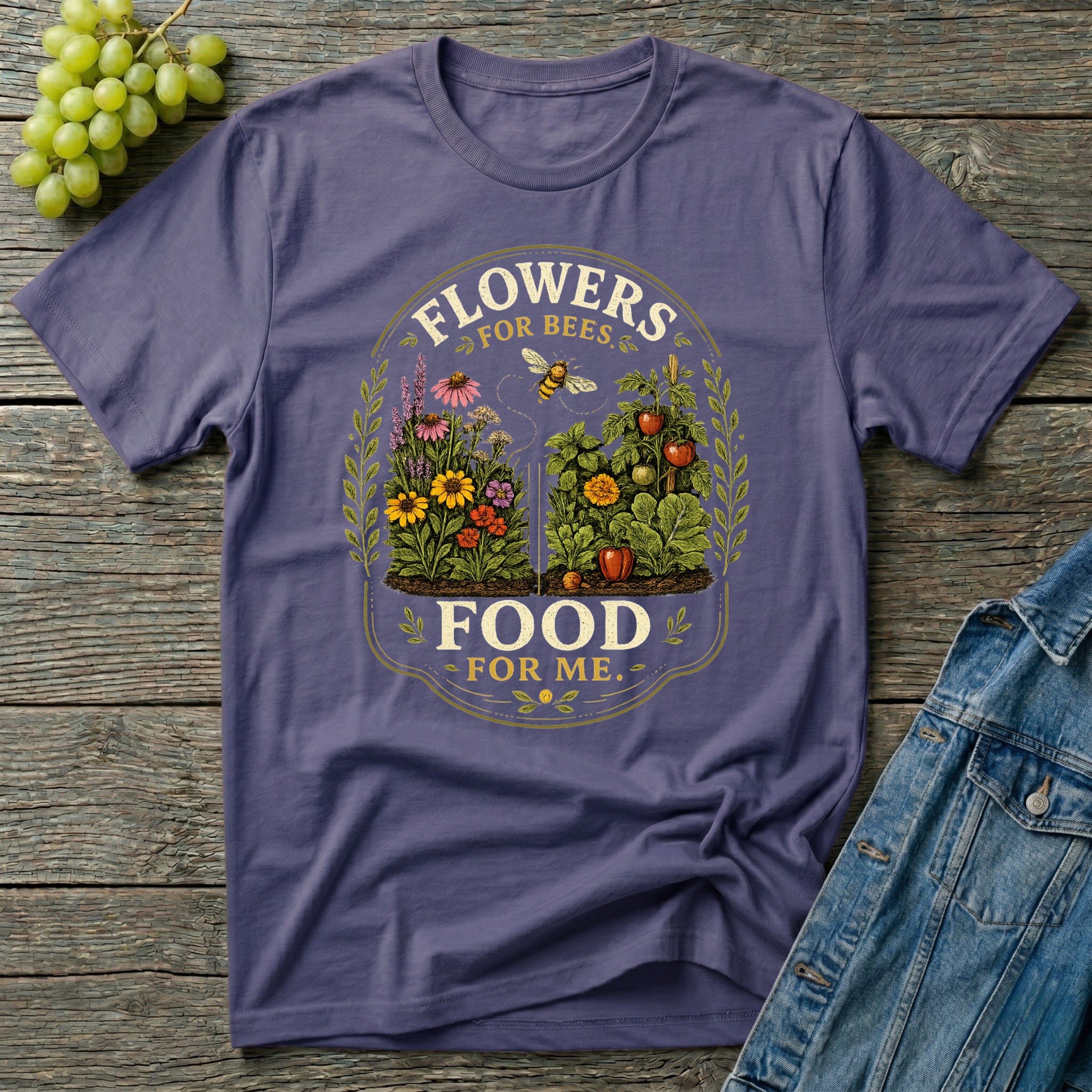 Flowers for Bees Food for Me Pollinator Garden Oval T-Shirt