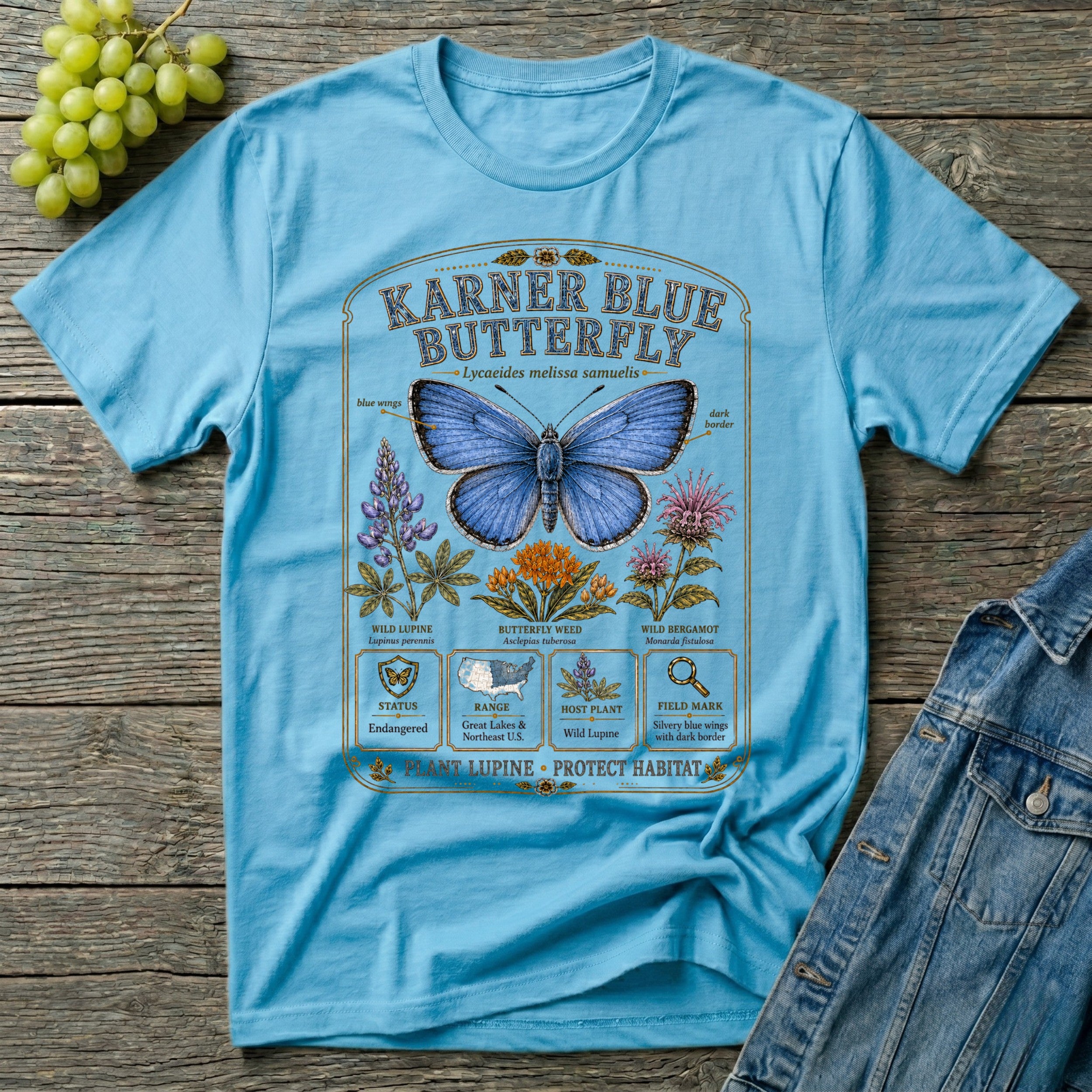 Karner Blue Butterfly Field Guide T-Shirt