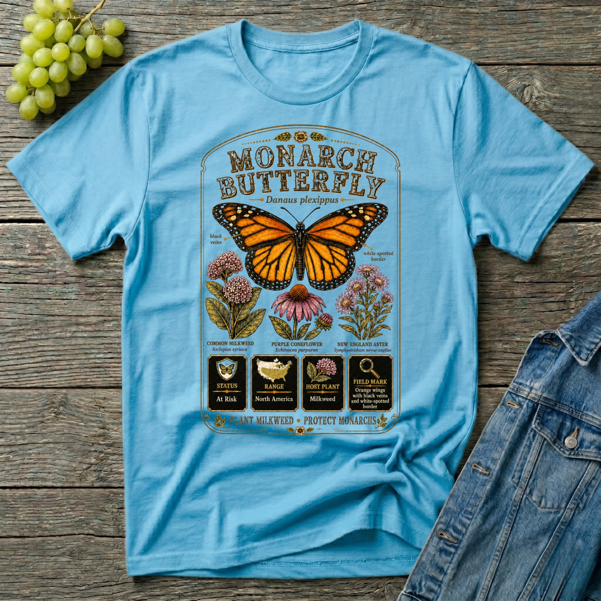 Monarch Butterfly Native Pollinator Field Guide T-Shirt