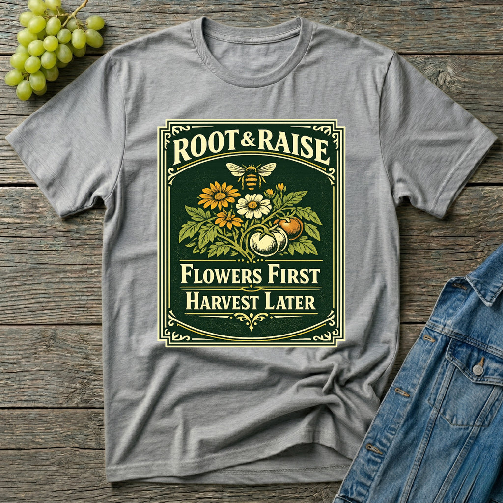 Flowers First Harvest Later T-Shirt - Vintage