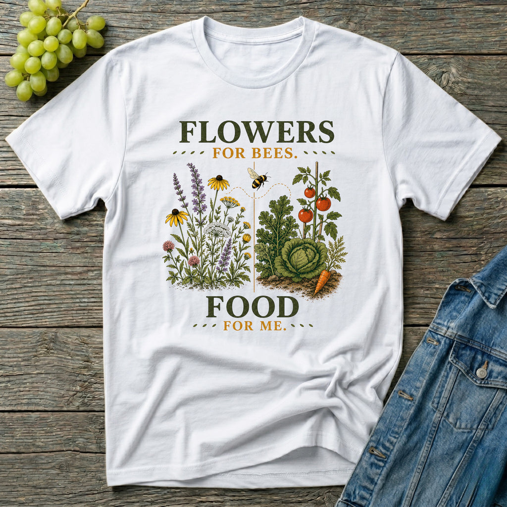 Flowers for Bees Food for Me Pollinator Garden T-Shirt