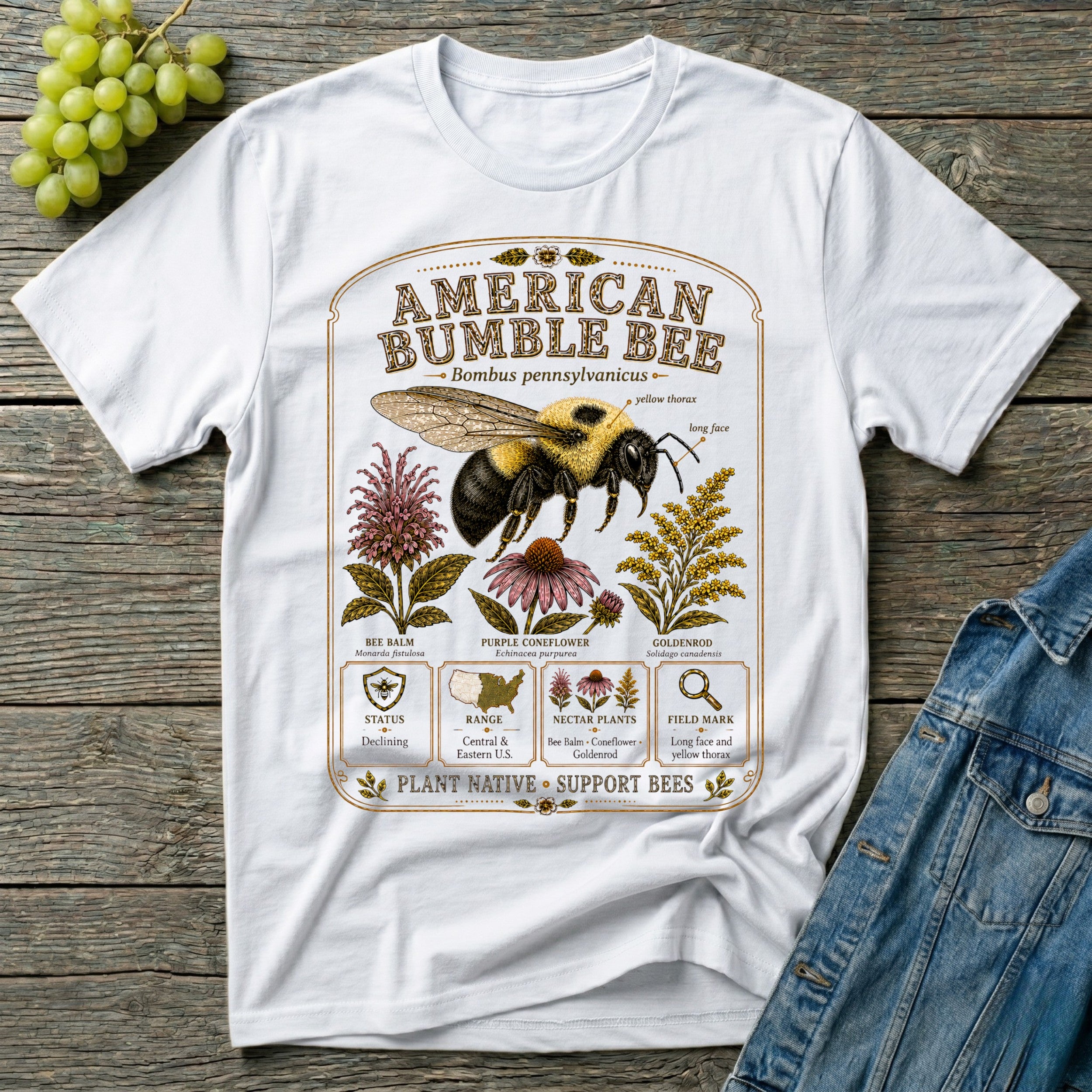 American Bumble Bee Field Guide T-Shirt