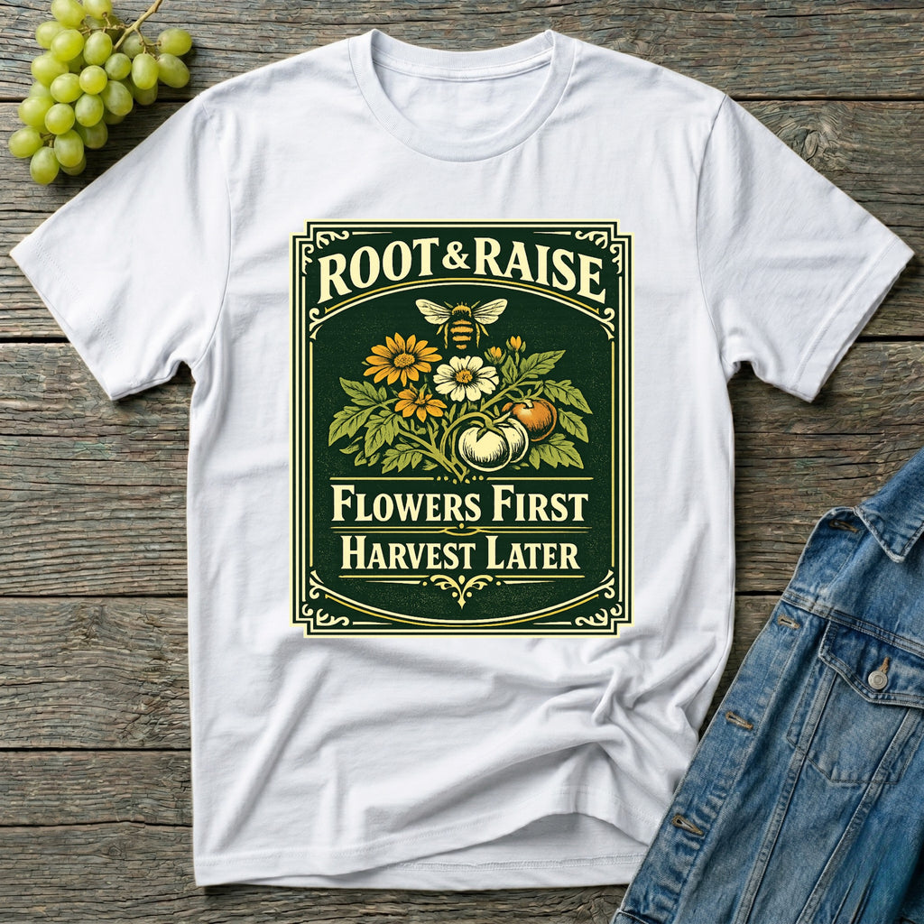 Flowers First Harvest Later T-Shirt - Vintage