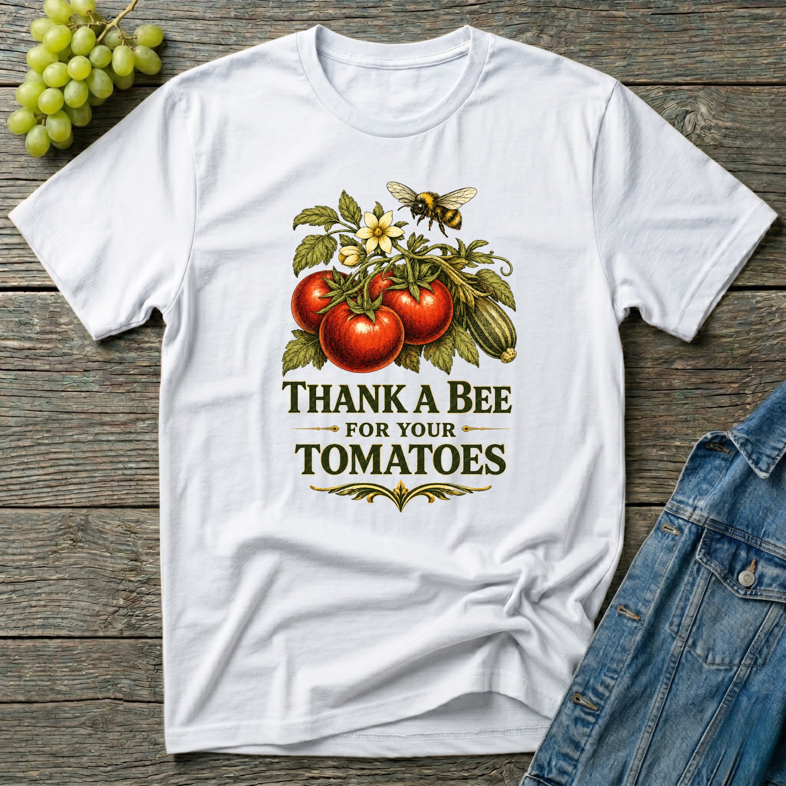 Thank a Bee for Your Tomatoes Bold Gardening T-Shirt