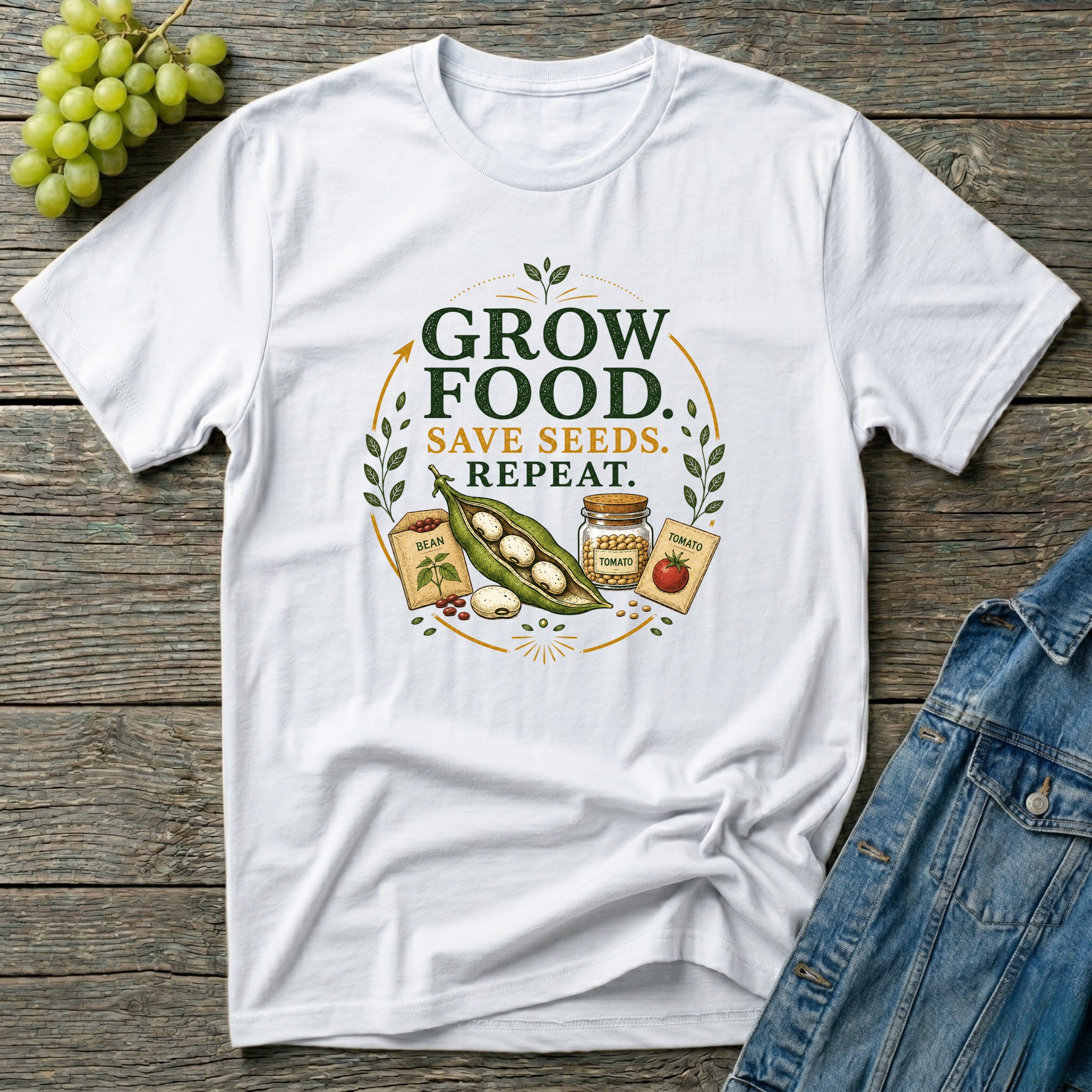 Grow Food Save Seeds Repeat Gardening T-Shirt