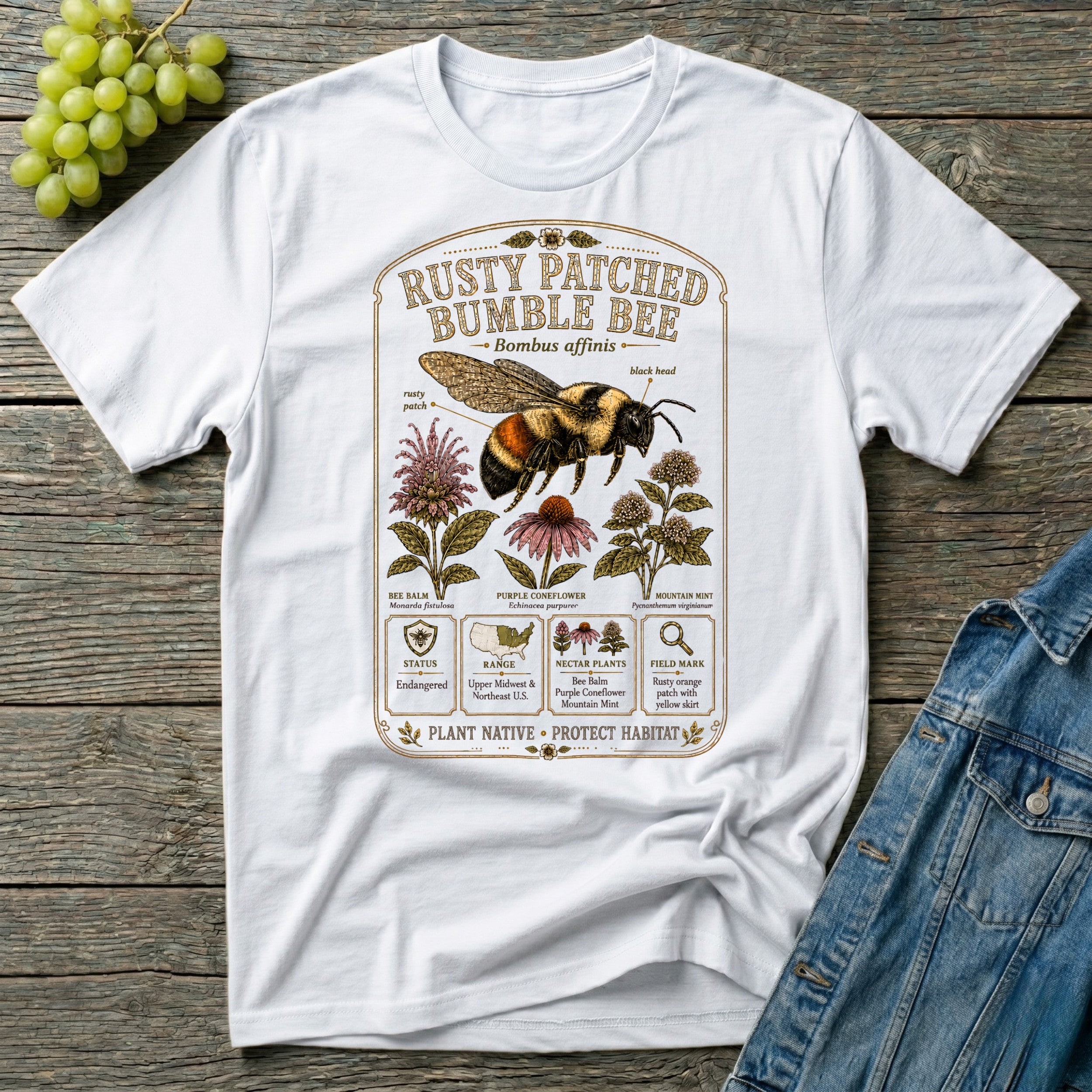 Rusty Patched Bumble Bee Field Guide T-Shirt
